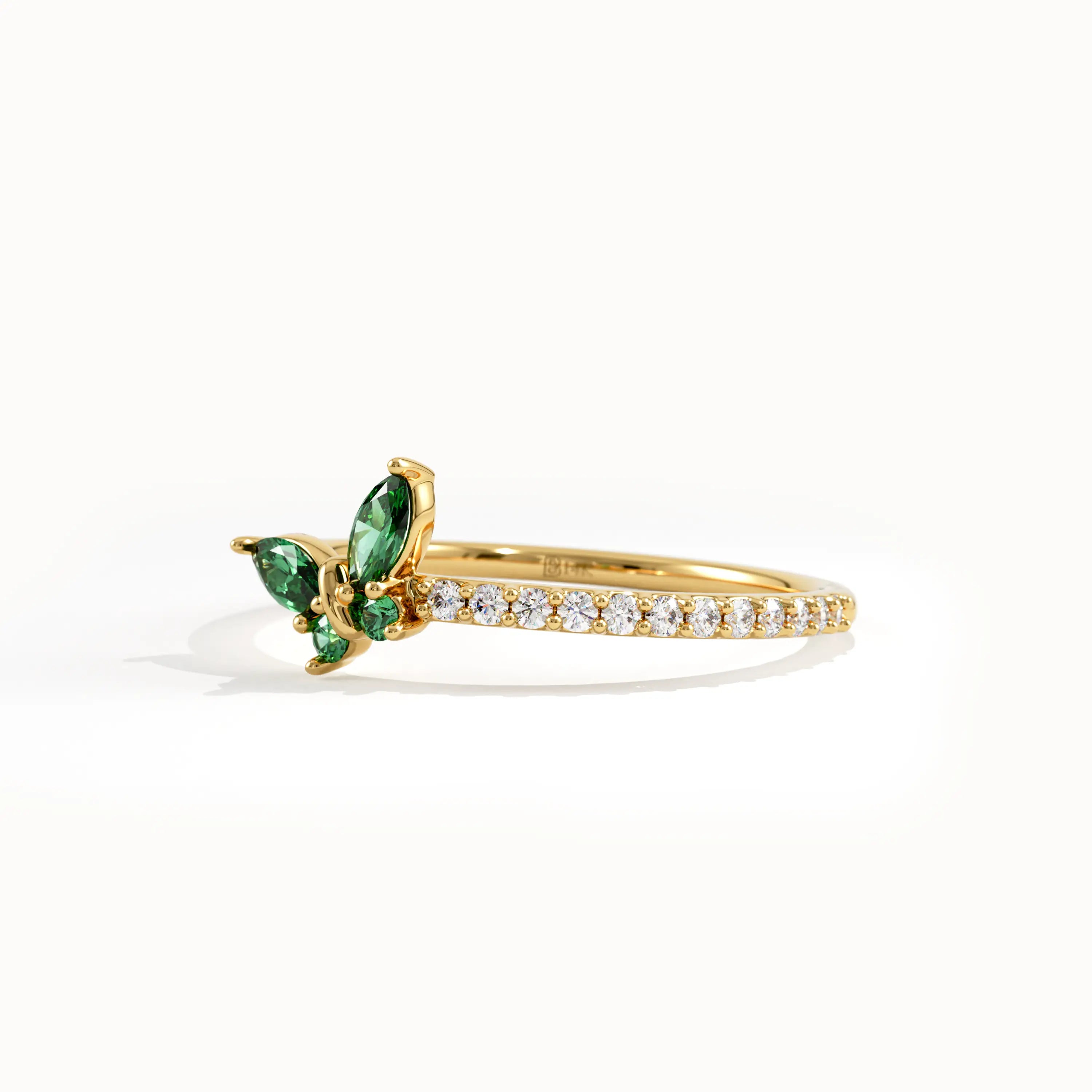 14k Solid Gold Butterfly Ring for Women - BRENNMORE 