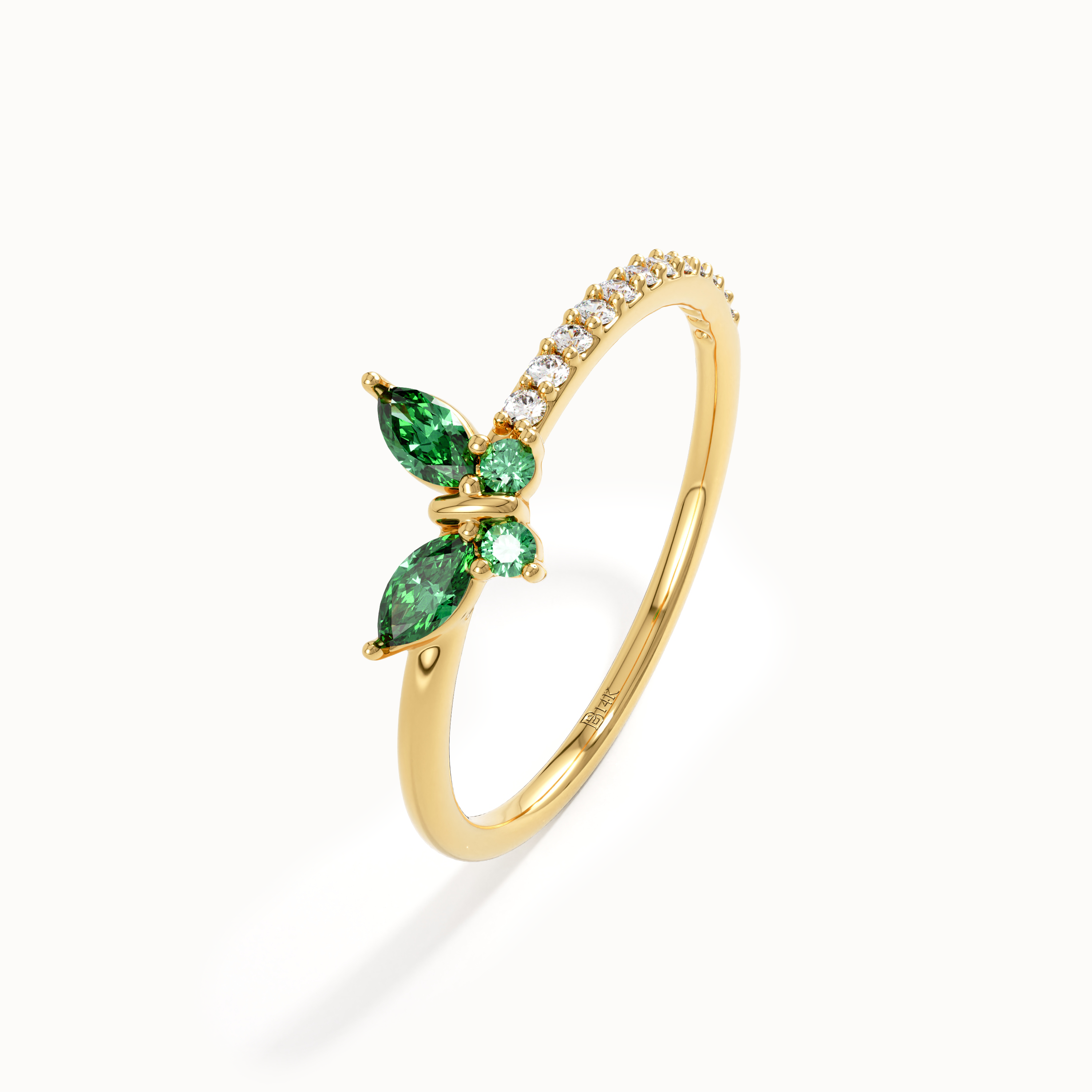 14k Solid Gold Butterfly Ring for Women - BRENNMORE