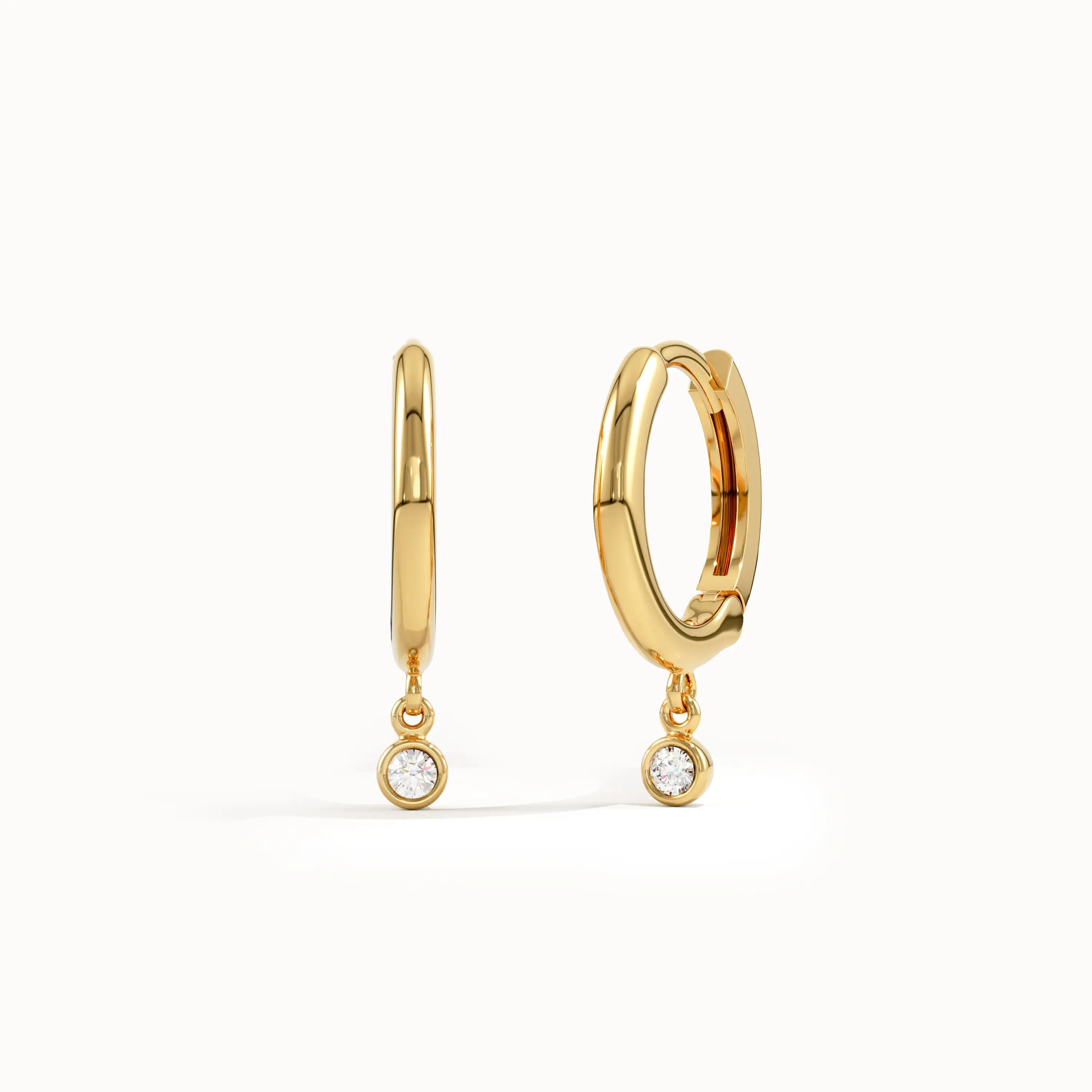 Bezel Lab Diamond Dangle Earrings - BRENNMORE 