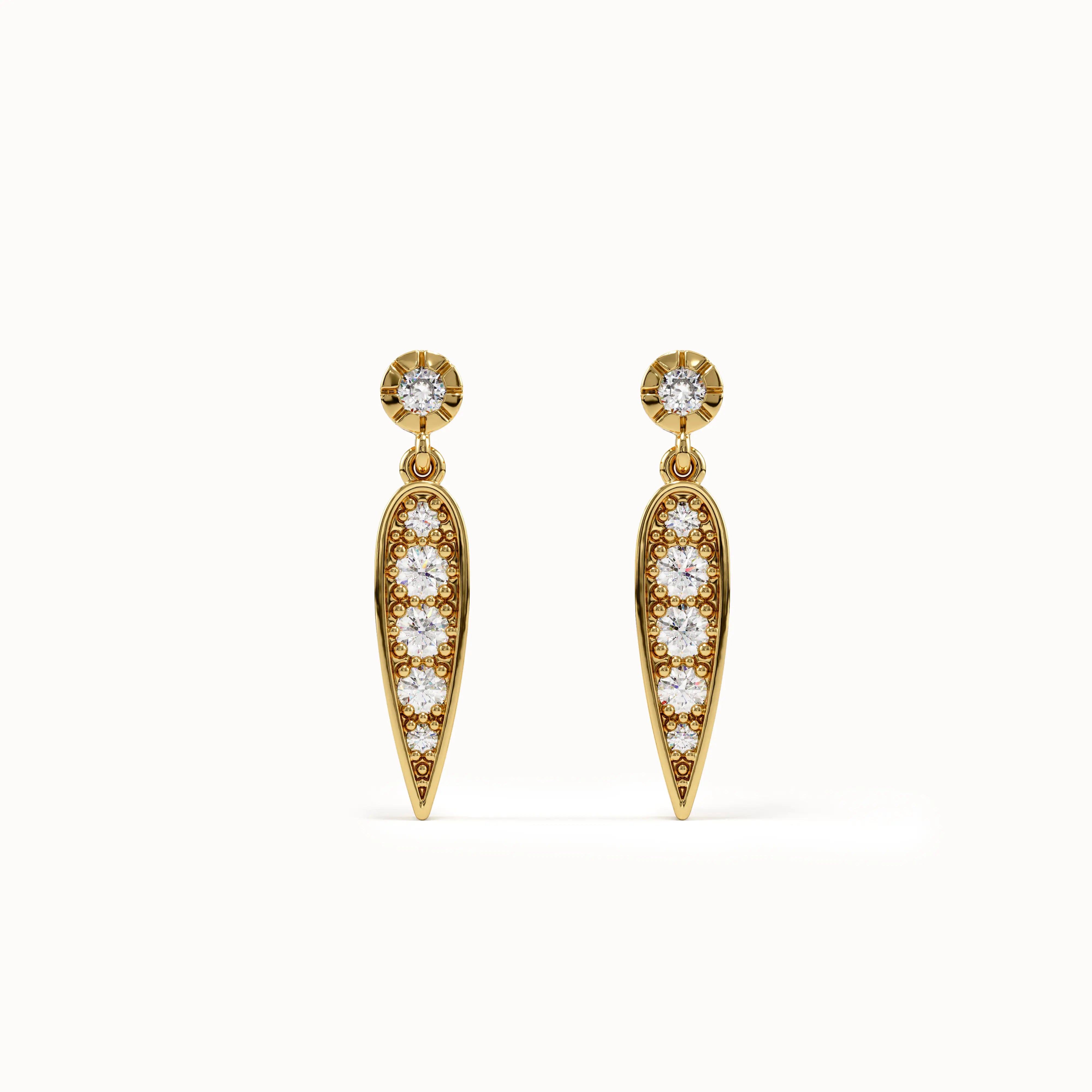 Dangling Leaf Studs in Gold - BRENNMORE