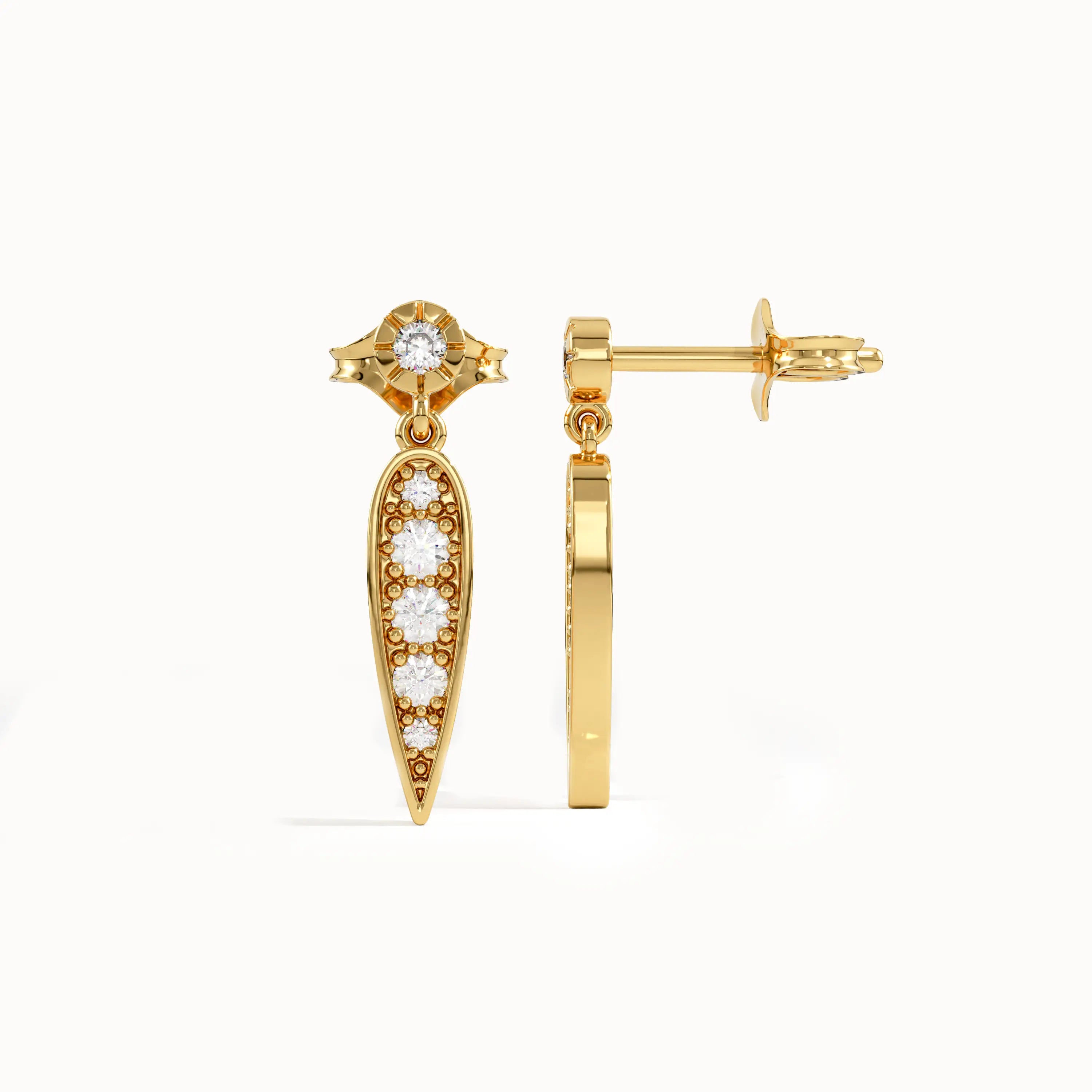 Dangling Leaf Studs in Gold - BRENNMORE 