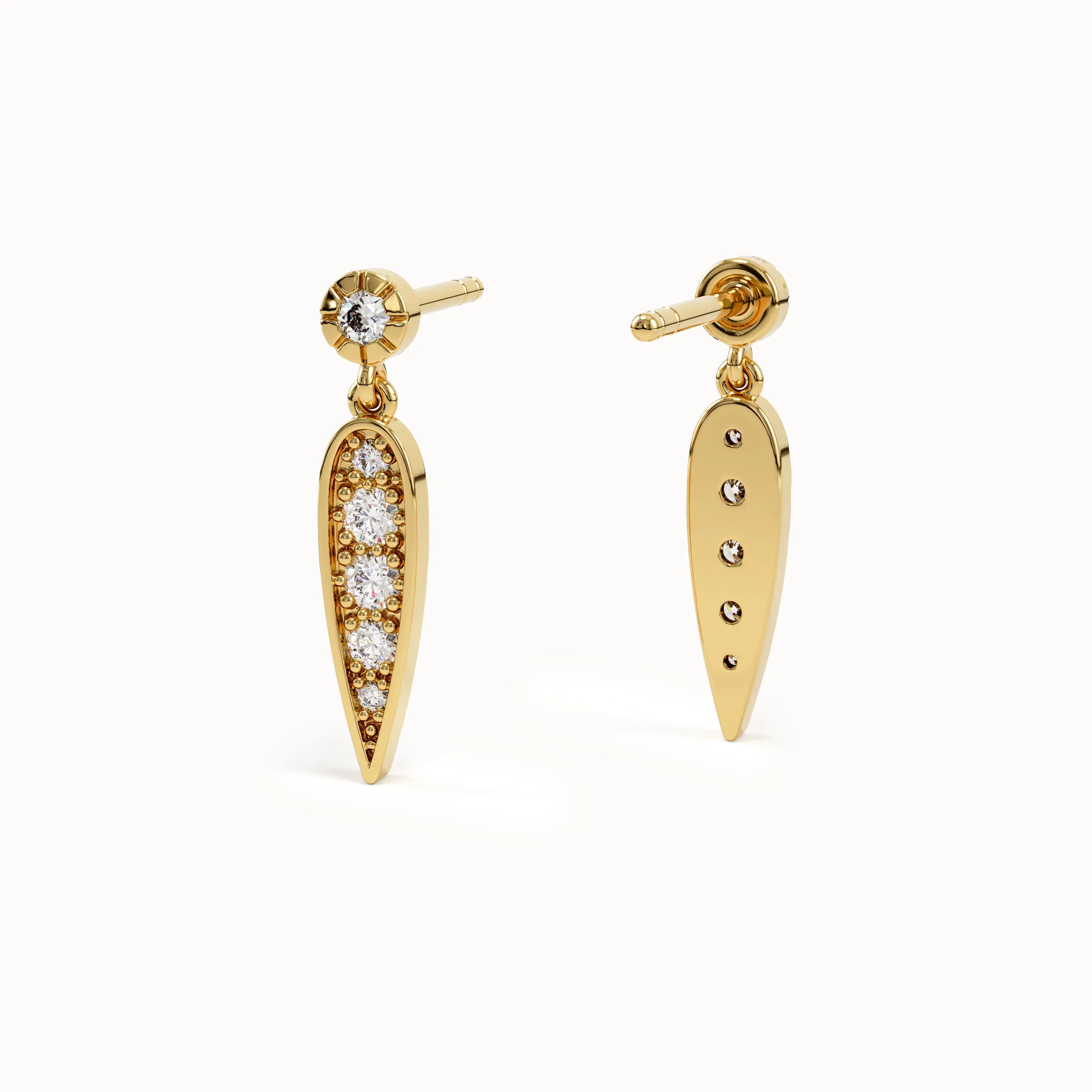 Dangling Leaf Studs in Gold - BRENNMORE