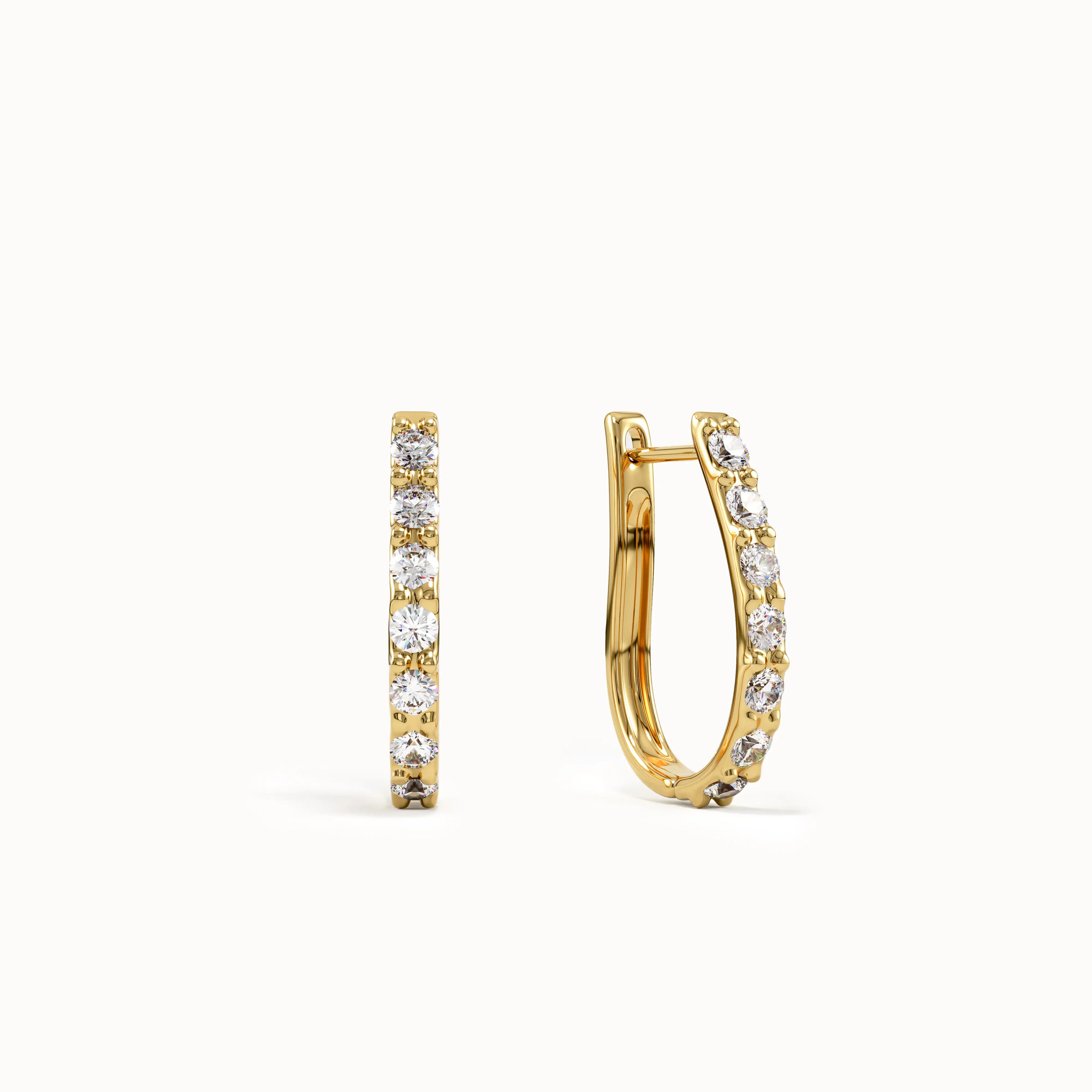 14k Gold English Lock Hoops - BRENNMORE