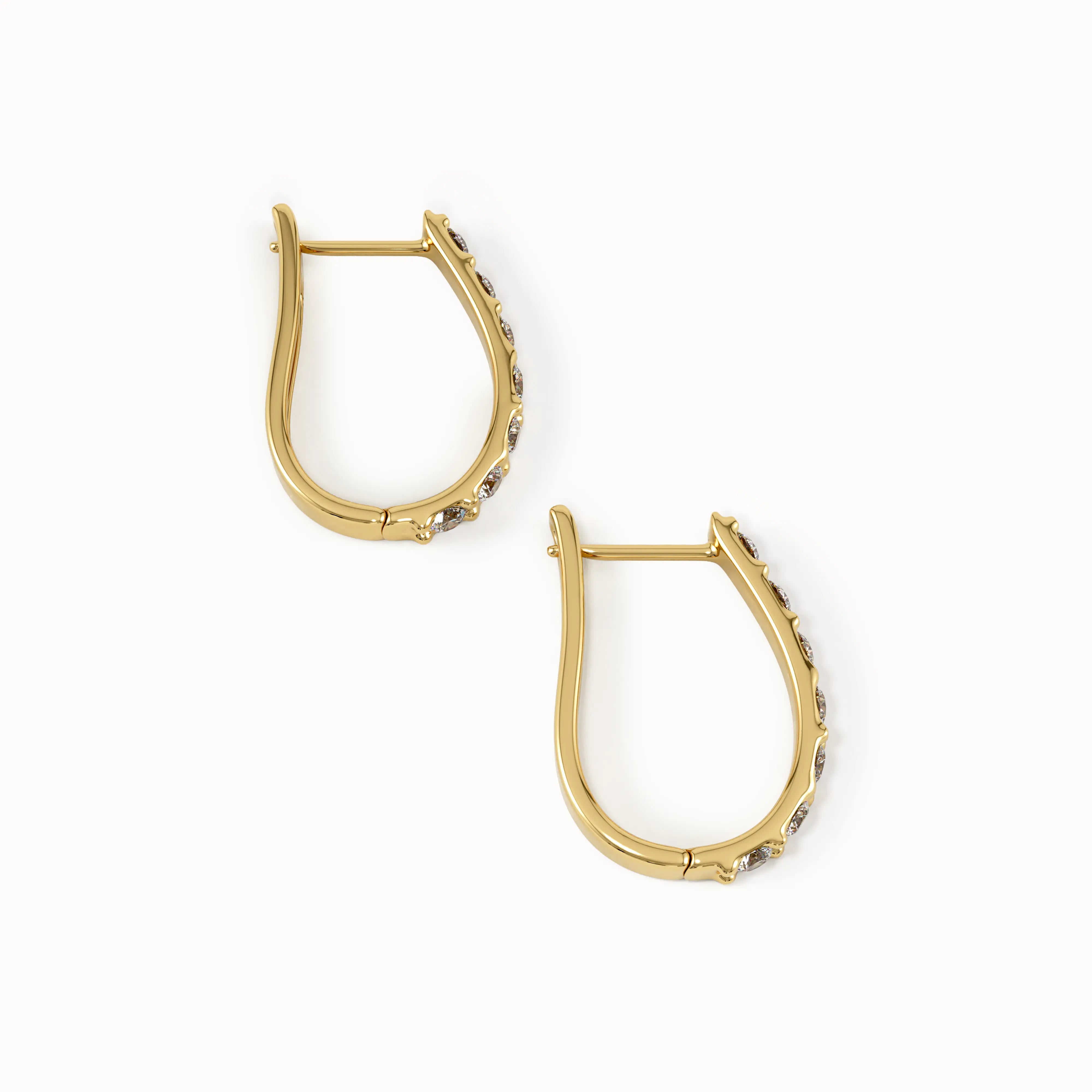 14k Gold English Lock Hoops - BRENNMORE