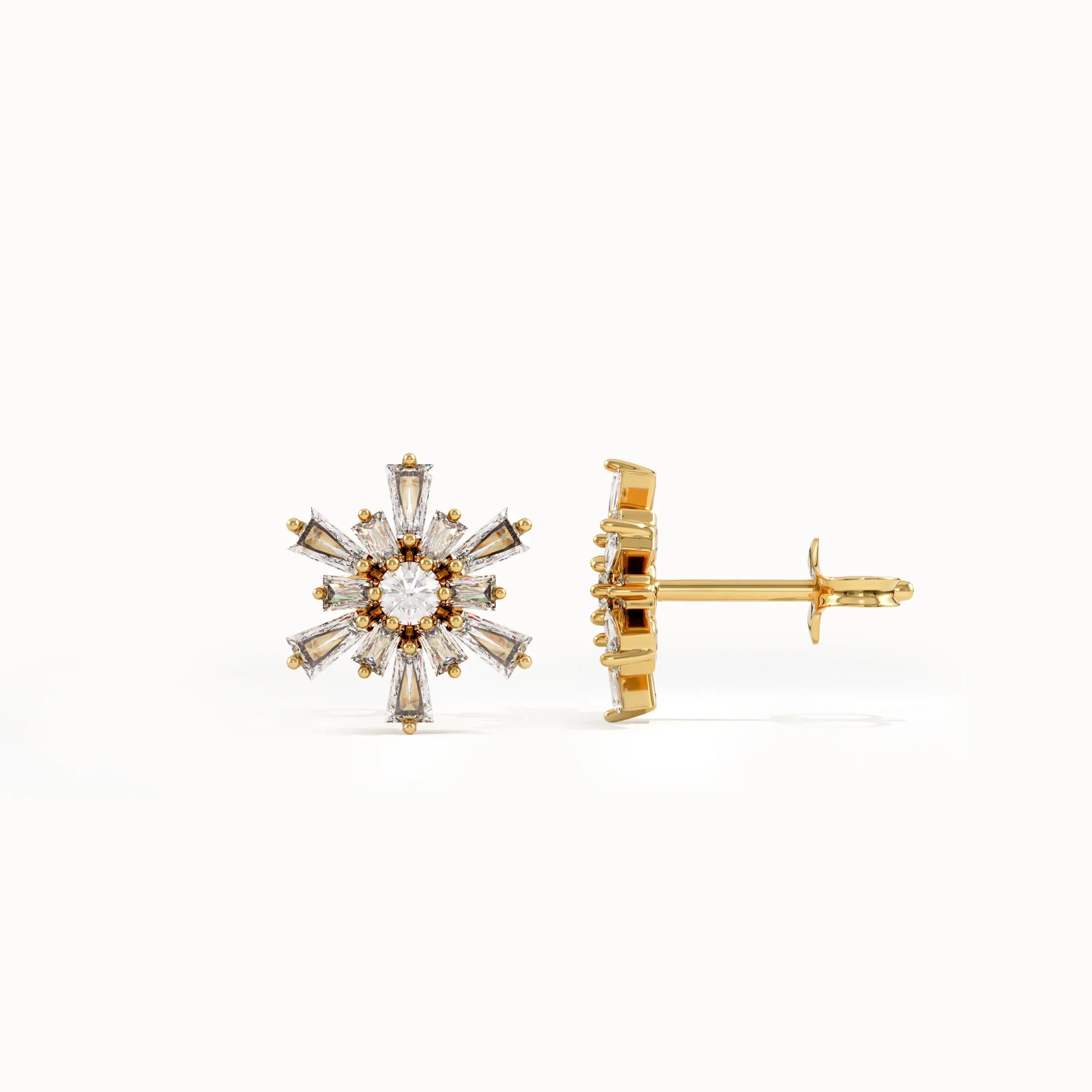 Lab Diamond Flower Stud Earrings - BRENNMORE 