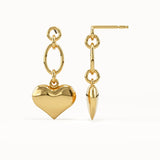 Dangling Heart Stud Earrings