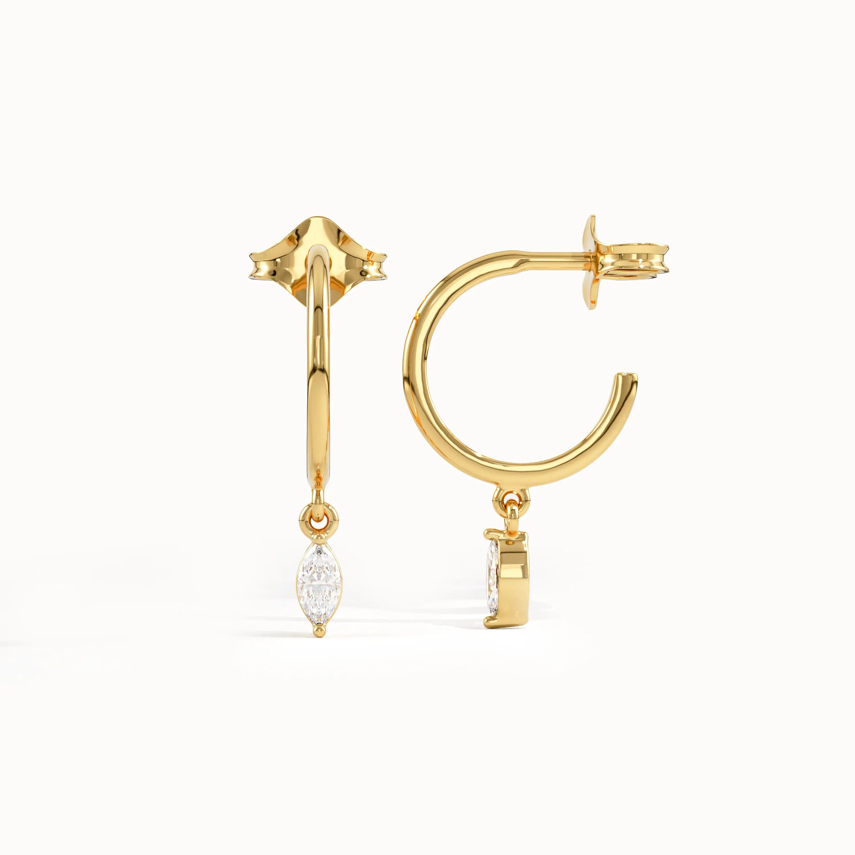 Marquise Lab Diamond Hoop Earirngs - BRENNMORE 
