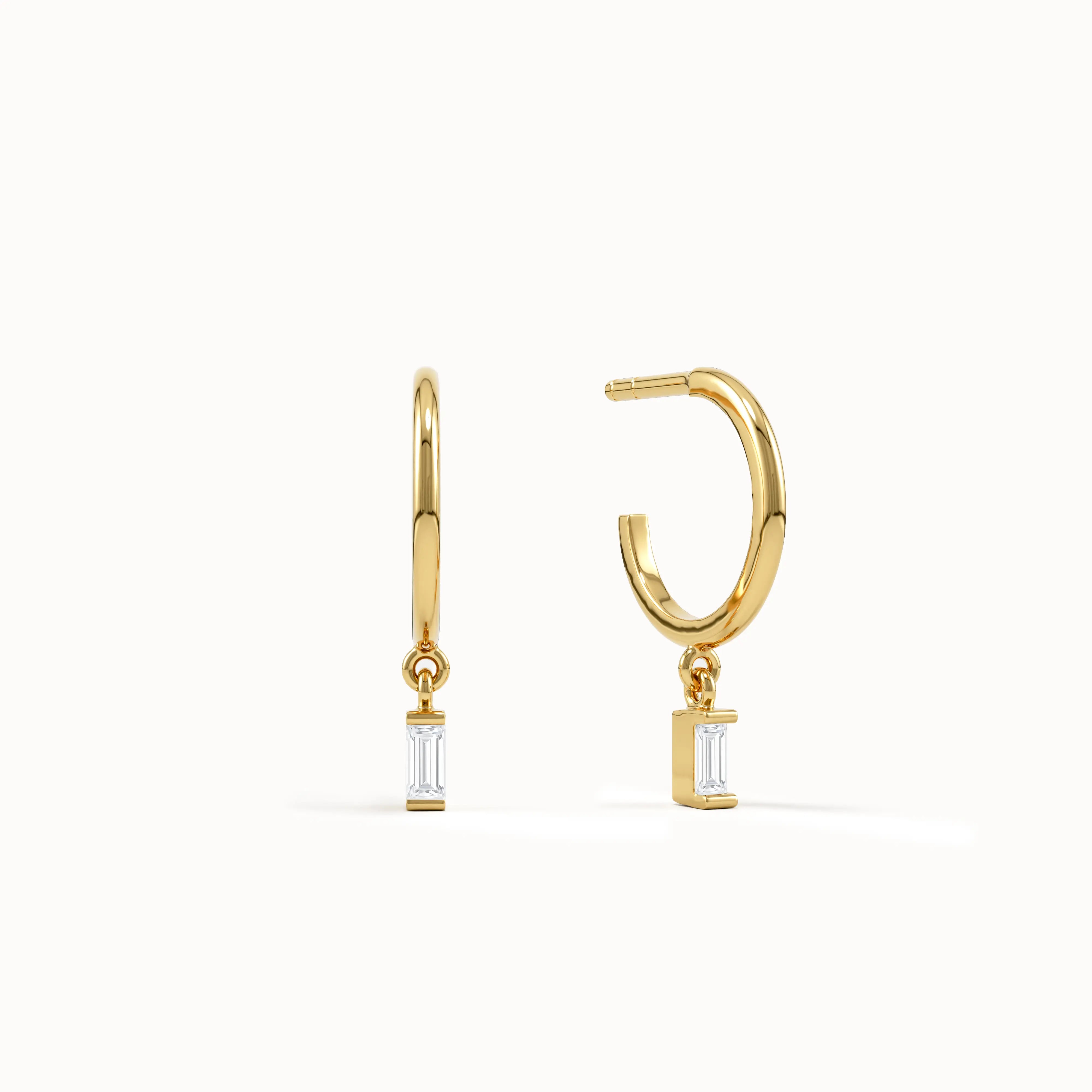 Baguette Lab Diamond Hoops - BRENNMORE