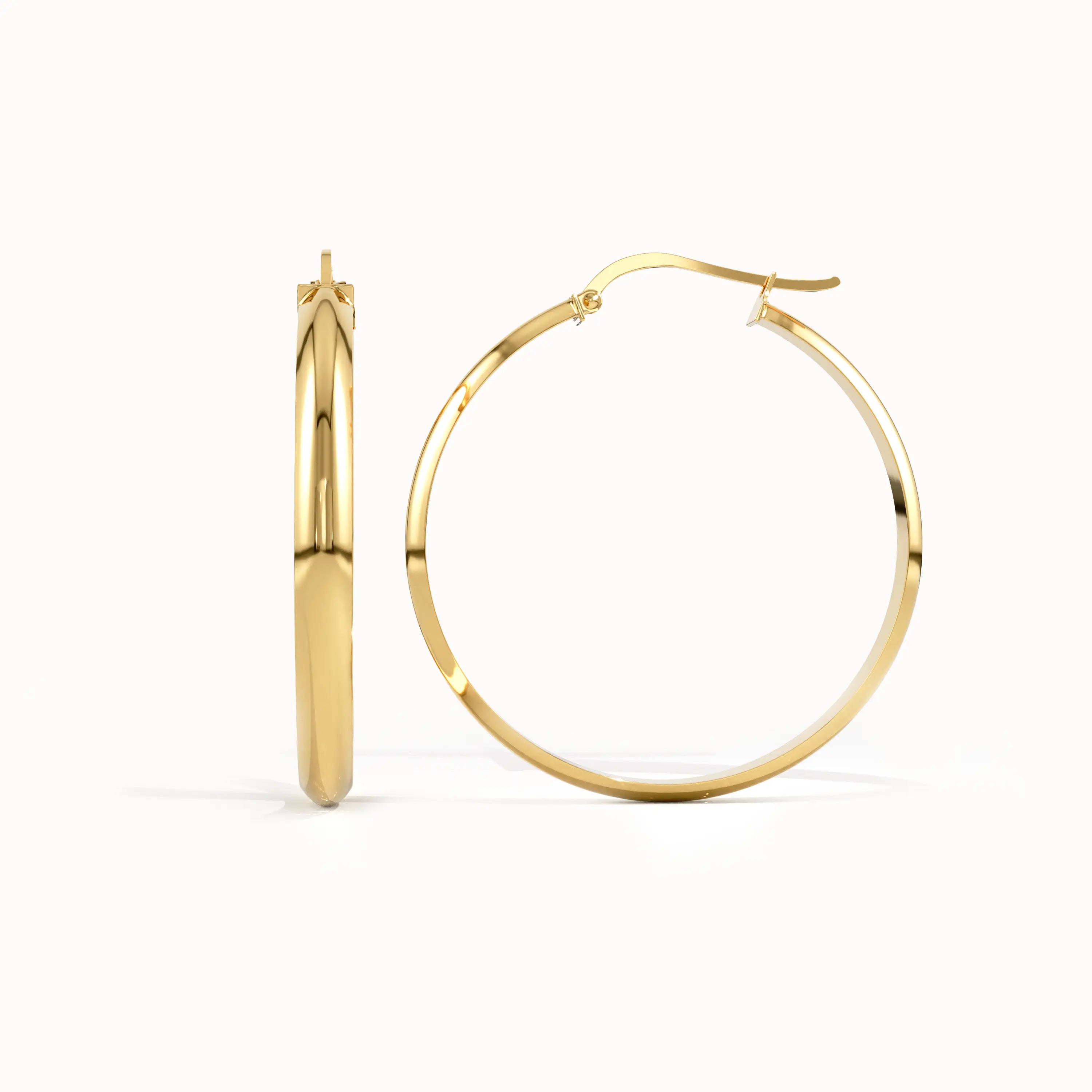 14k Gold Large Hoop Earrings - BRENNMORE 