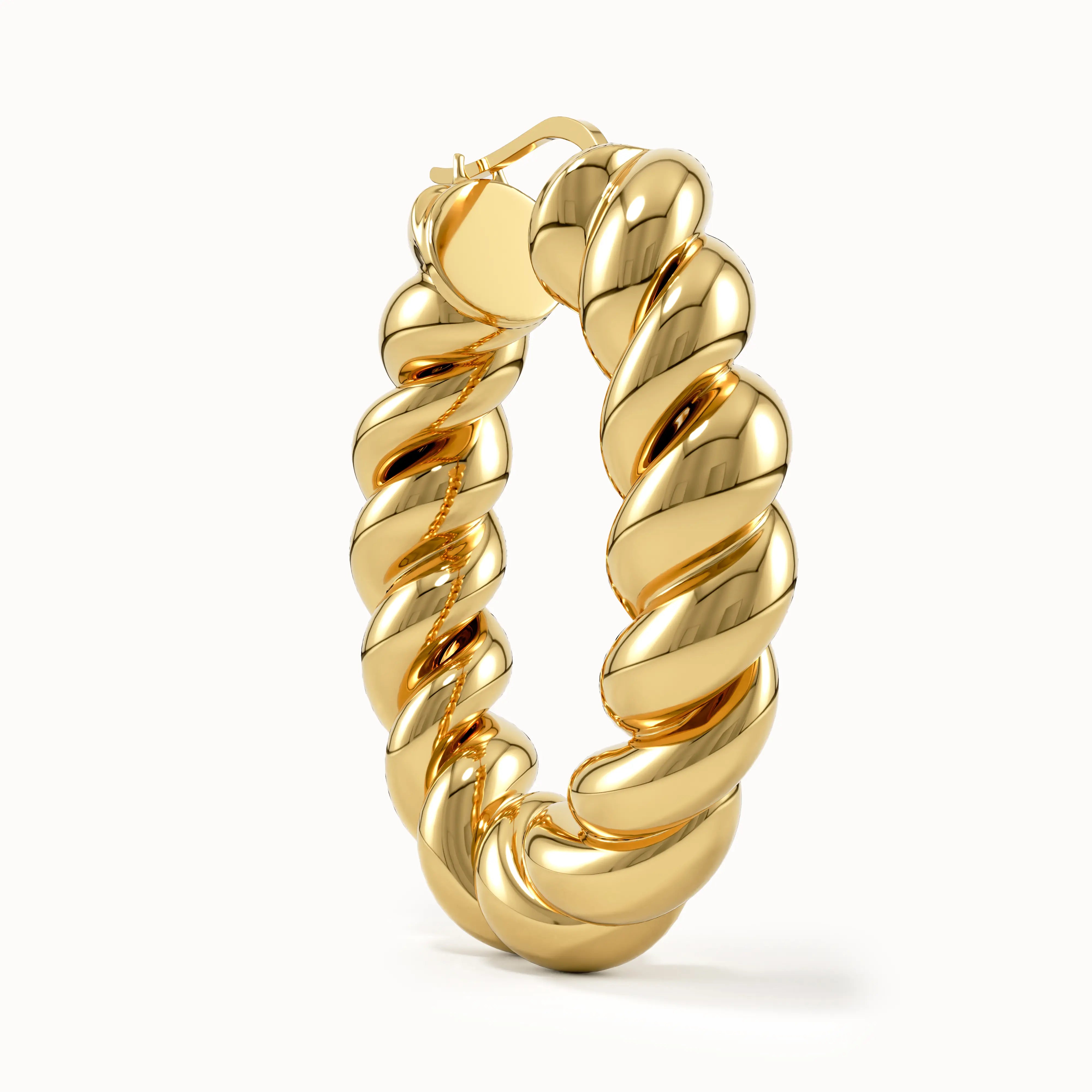 14k Gold Twisted Rope Hoops - BRENNMORE