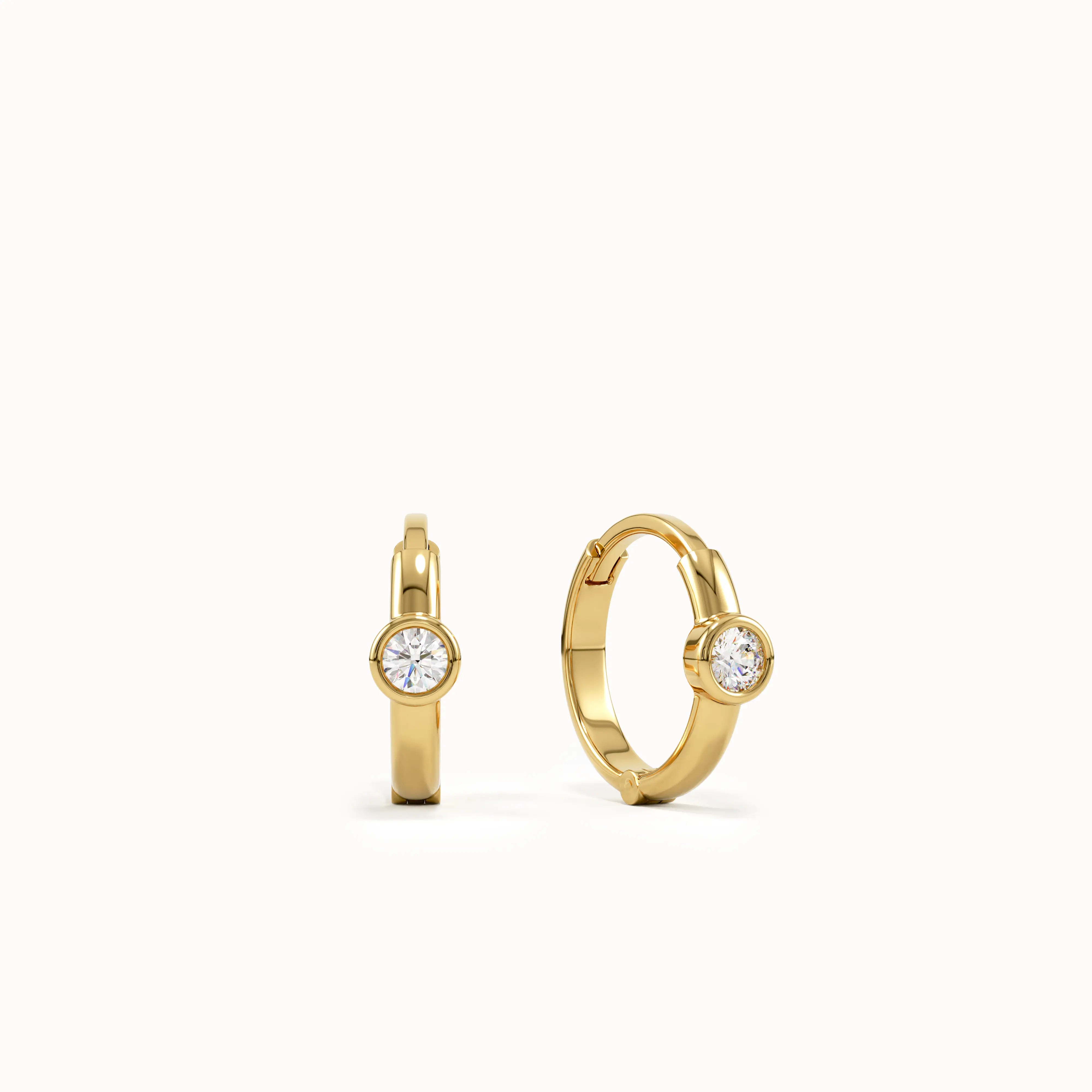 Bezel Lab Diamond Hoop Earrings - BRENNMORE