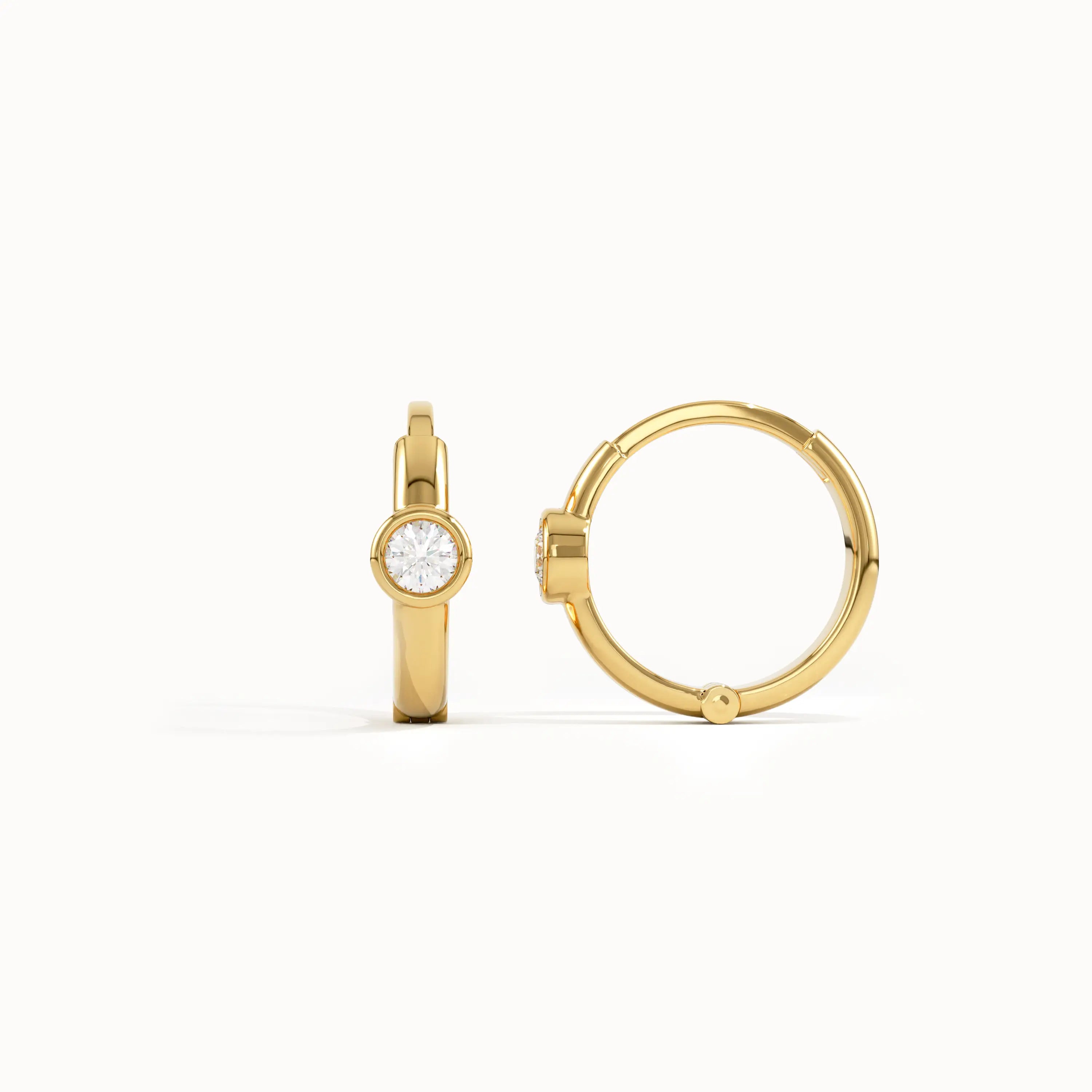 Bezel Lab Diamond Hoop Earrings - BRENNMORE 