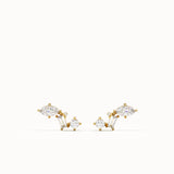 Mixed Cut Gold Stud Earrings