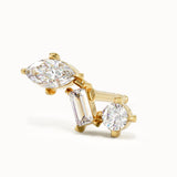 Mixed Cut Gold Stud Earrings