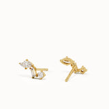 Mixed Cut Gold Stud Earrings
