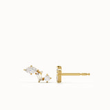 Mixed Cut Gold Stud Earrings