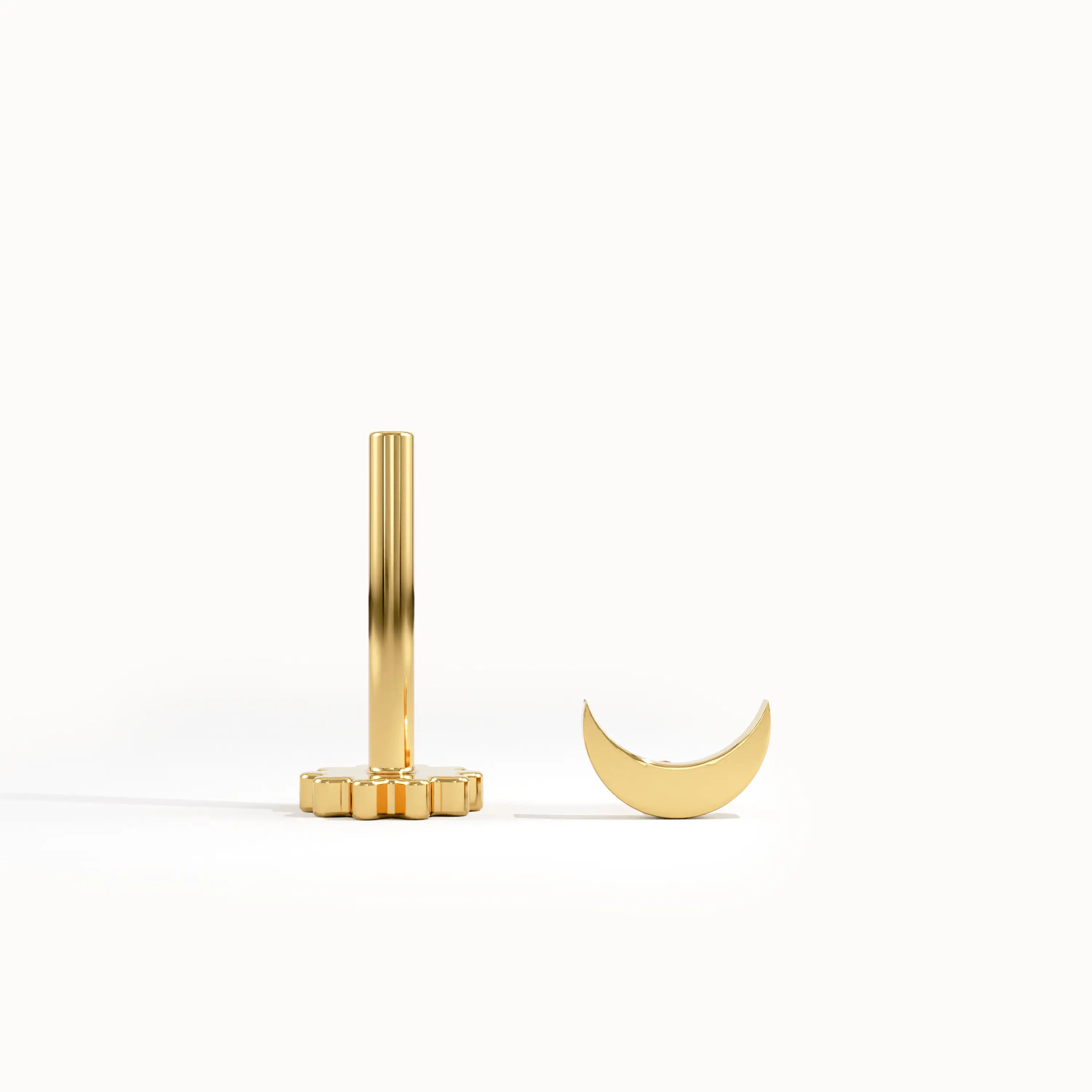 Gold Moon Piercing Earrings - BRENNMORE 