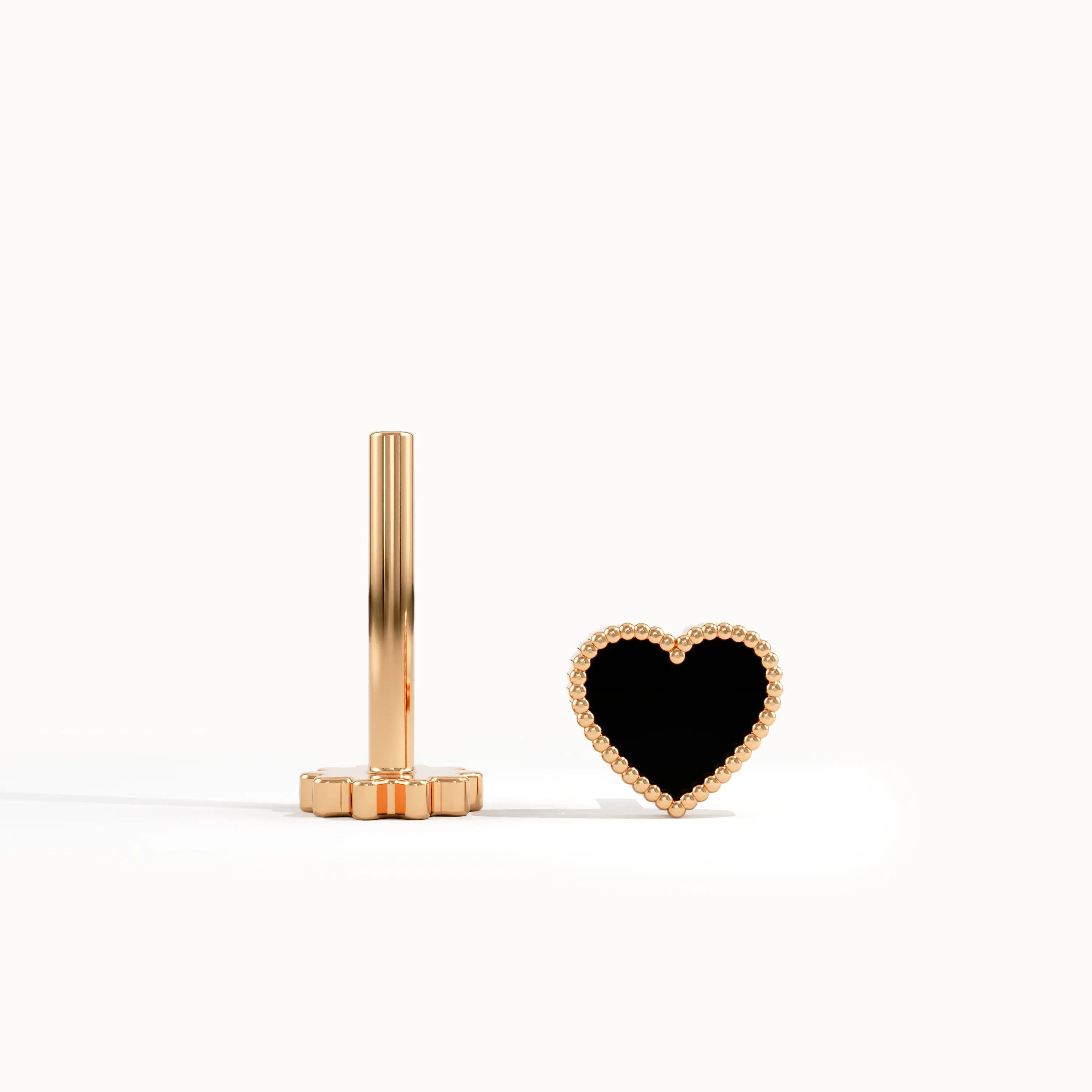 Gold Heart Piercing Earrings - BRENNMORE 