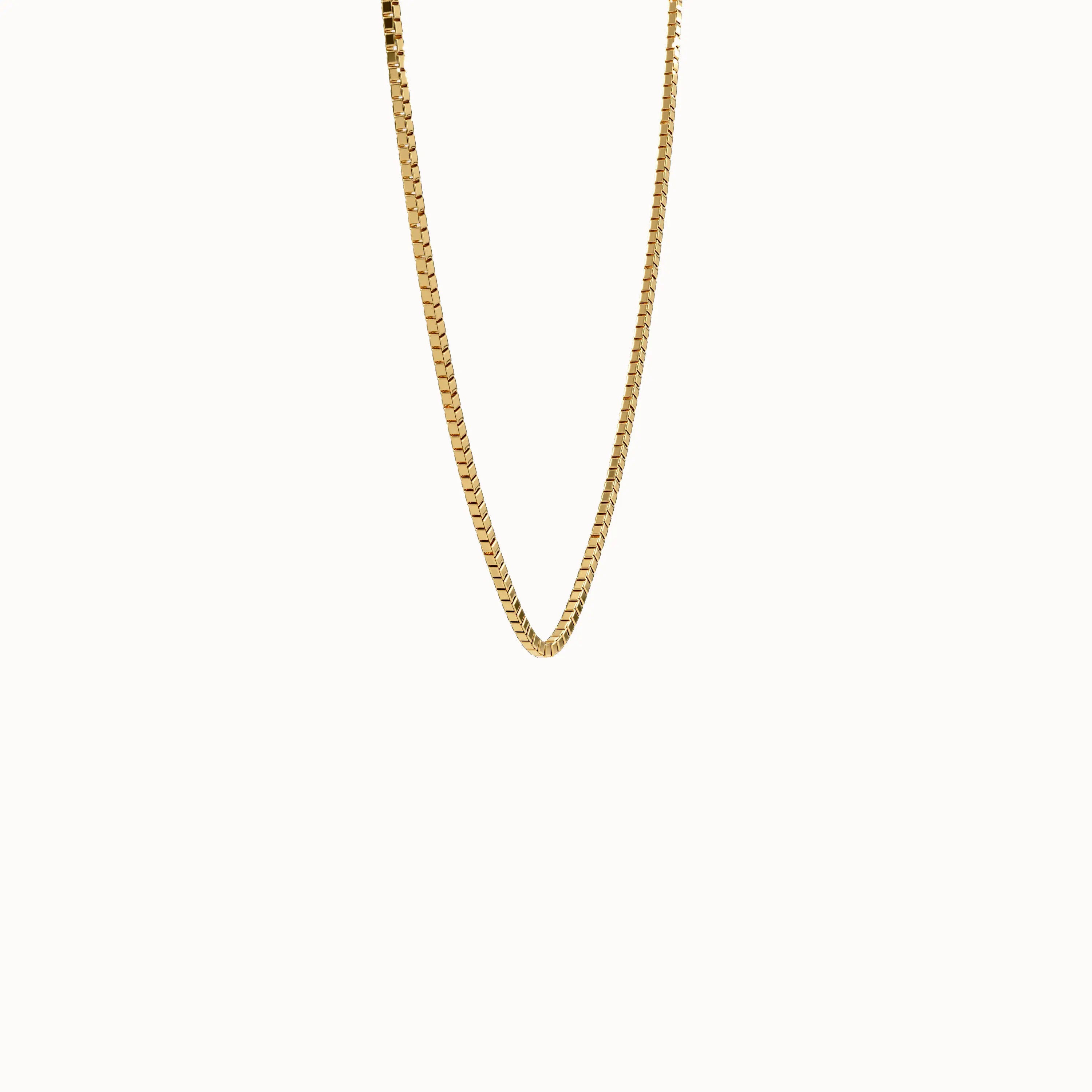 Box Chain Necklace in 14k Gold - BRENNMORE 