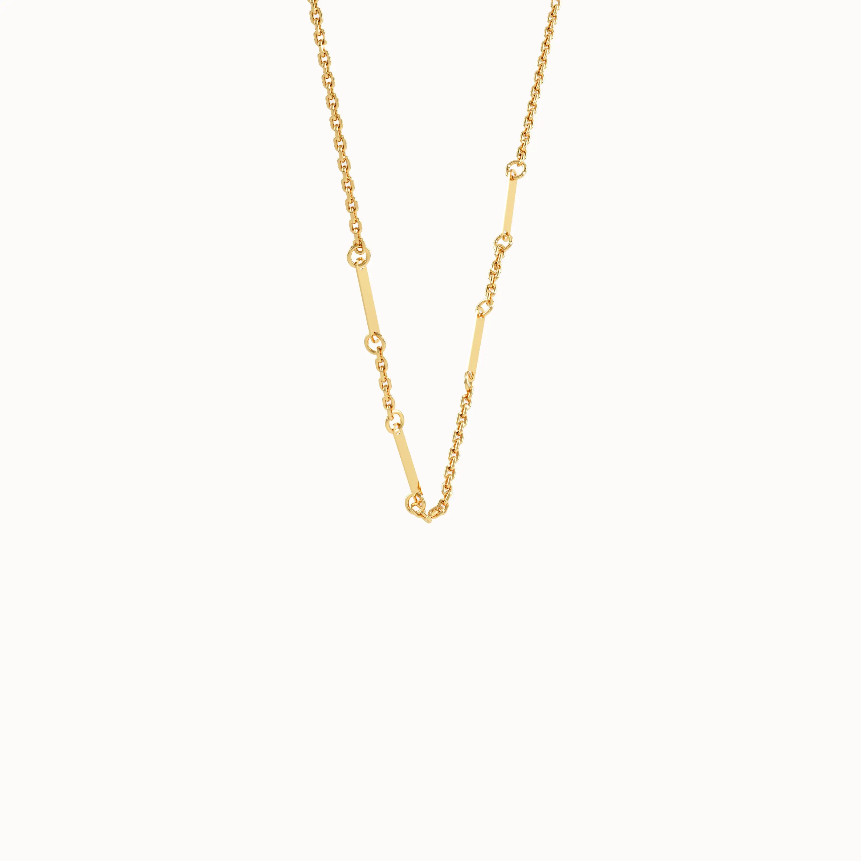 Flat Bar Chain Necklace in Gold - BRENNMORE 