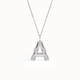 Pave Initial Necklace in 14k Gold - BRENNMORE 