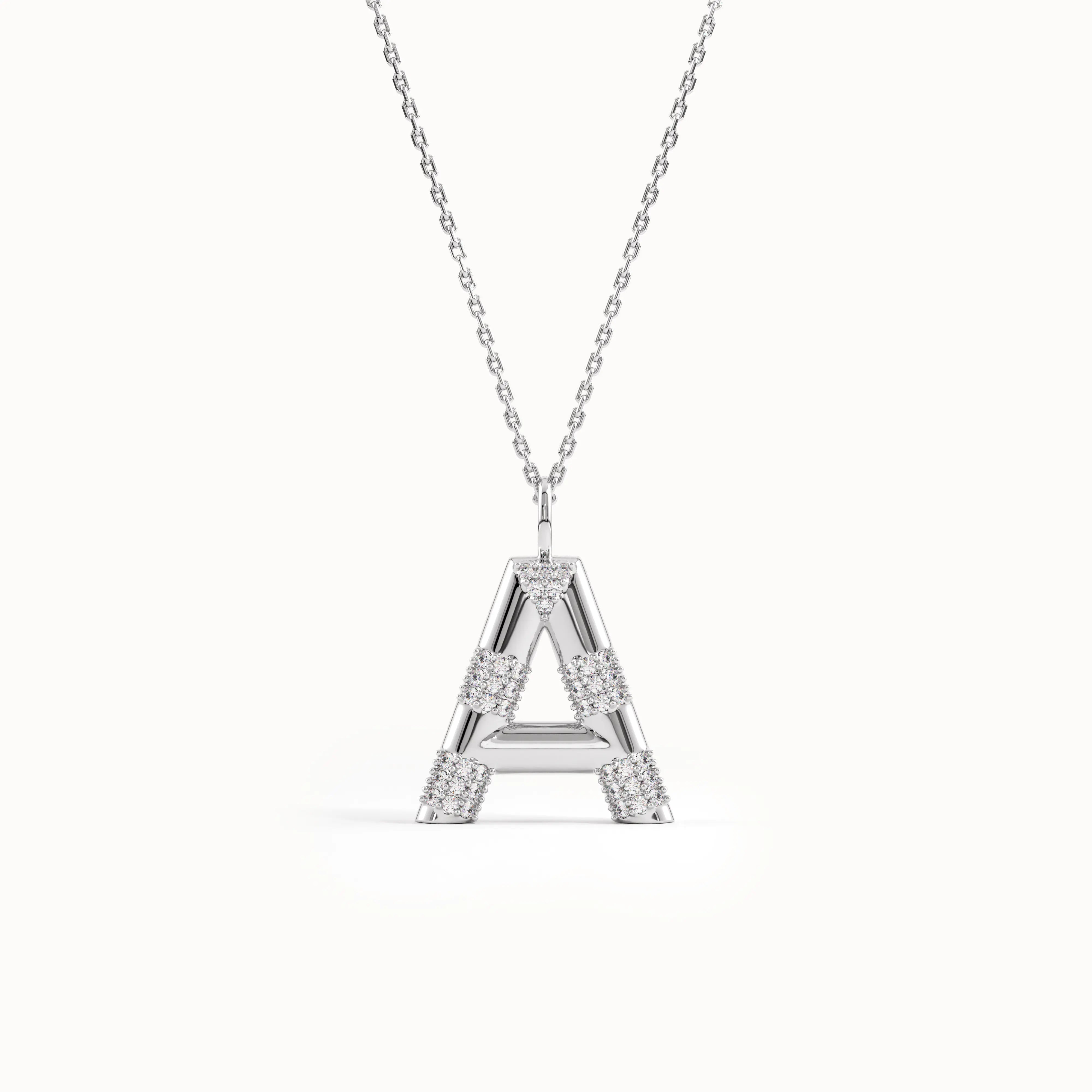 Pave Initial Necklace in 14k Gold - BRENNMORE 