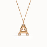 Pave Initial Necklace in 14k Gold - BRENNMORE 