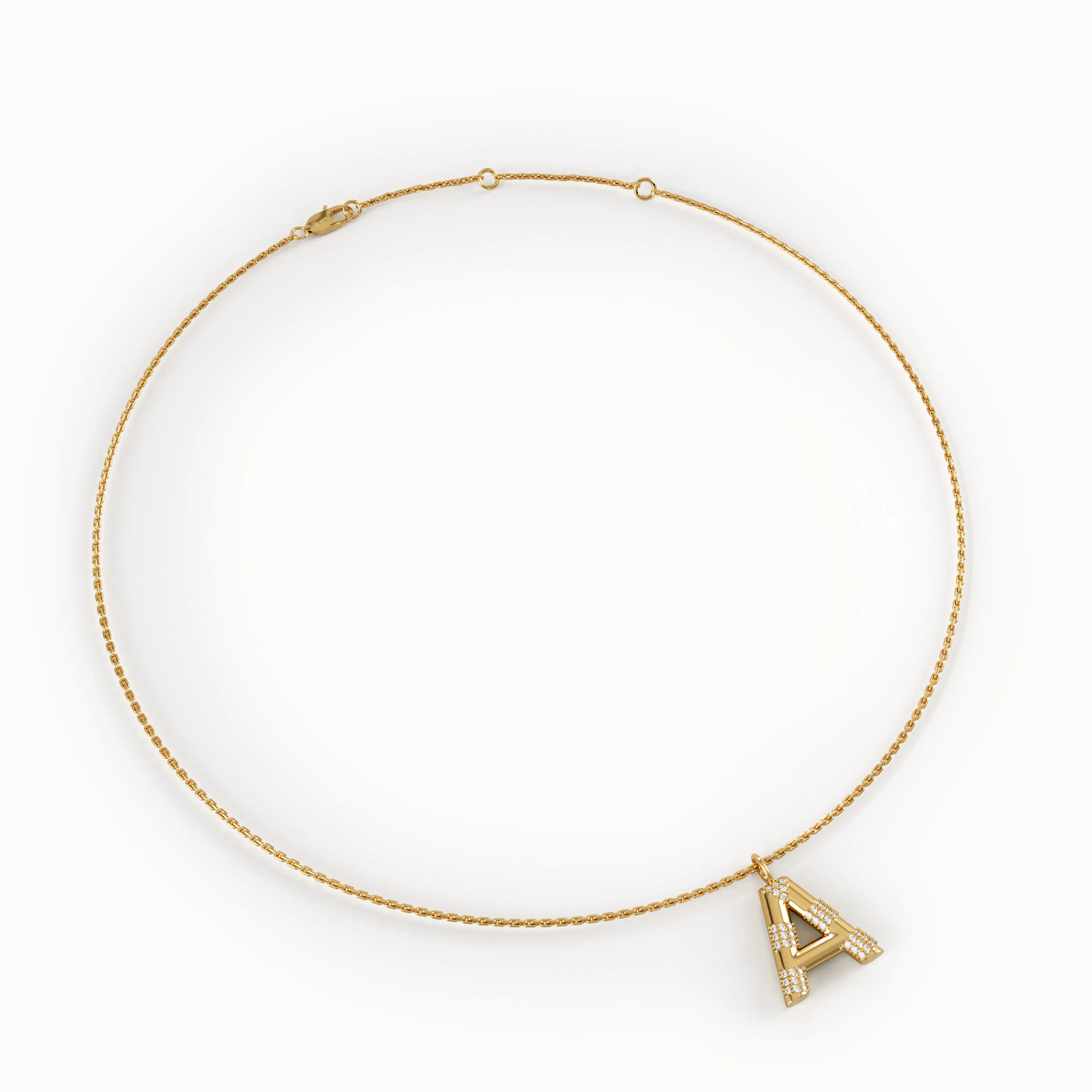Pave Initial Necklace in 14k Gold - BRENNMORE 