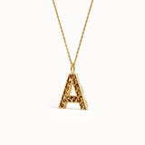 Pave Initial Necklace in 14k Gold - BRENNMORE 