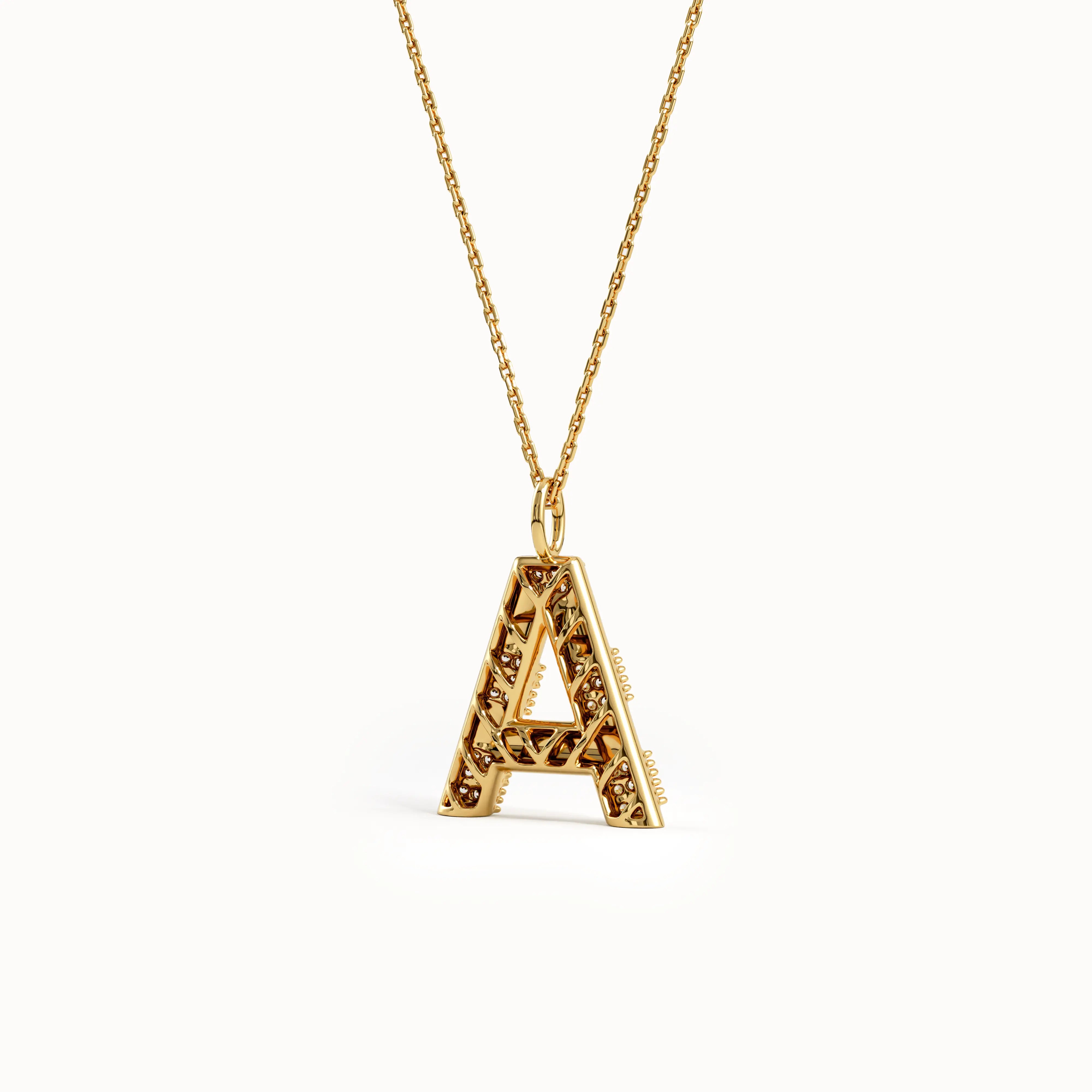Pave Initial Necklace in 14k Gold - BRENNMORE 