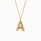 Pave Initial Necklace in 14k Gold - BRENNMORE 