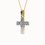 Textured Cross Pendant Necklace