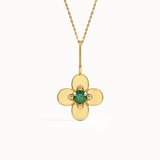 Emerald Flower Pendant Necklace