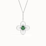 Emerald Flower Pendant Necklace