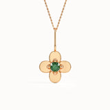 Emerald Flower Pendant Necklace