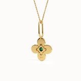 Emerald Flower Pendant Necklace