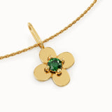 Emerald Flower Pendant Necklace