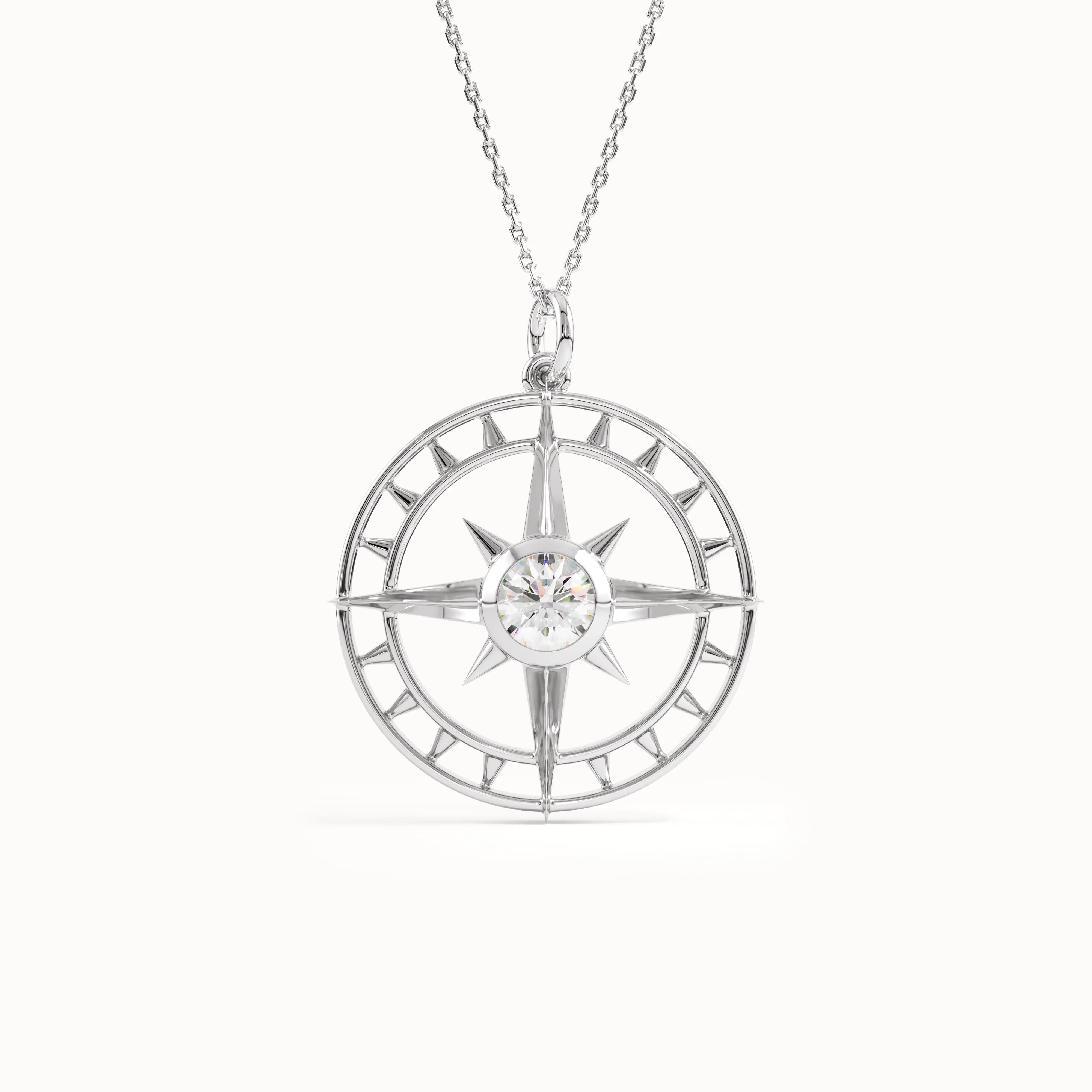 Round Compass Pendant Necklace