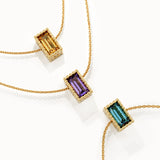 Baguette Family Birthstone Necklace - BRENNMORE 