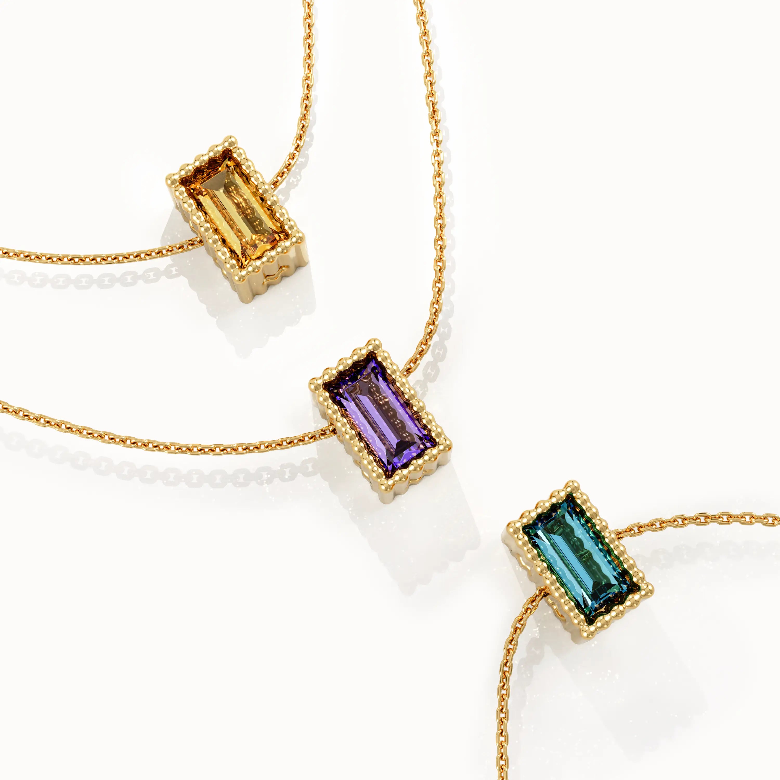 Baguette Family Birthstone Necklace - BRENNMORE 