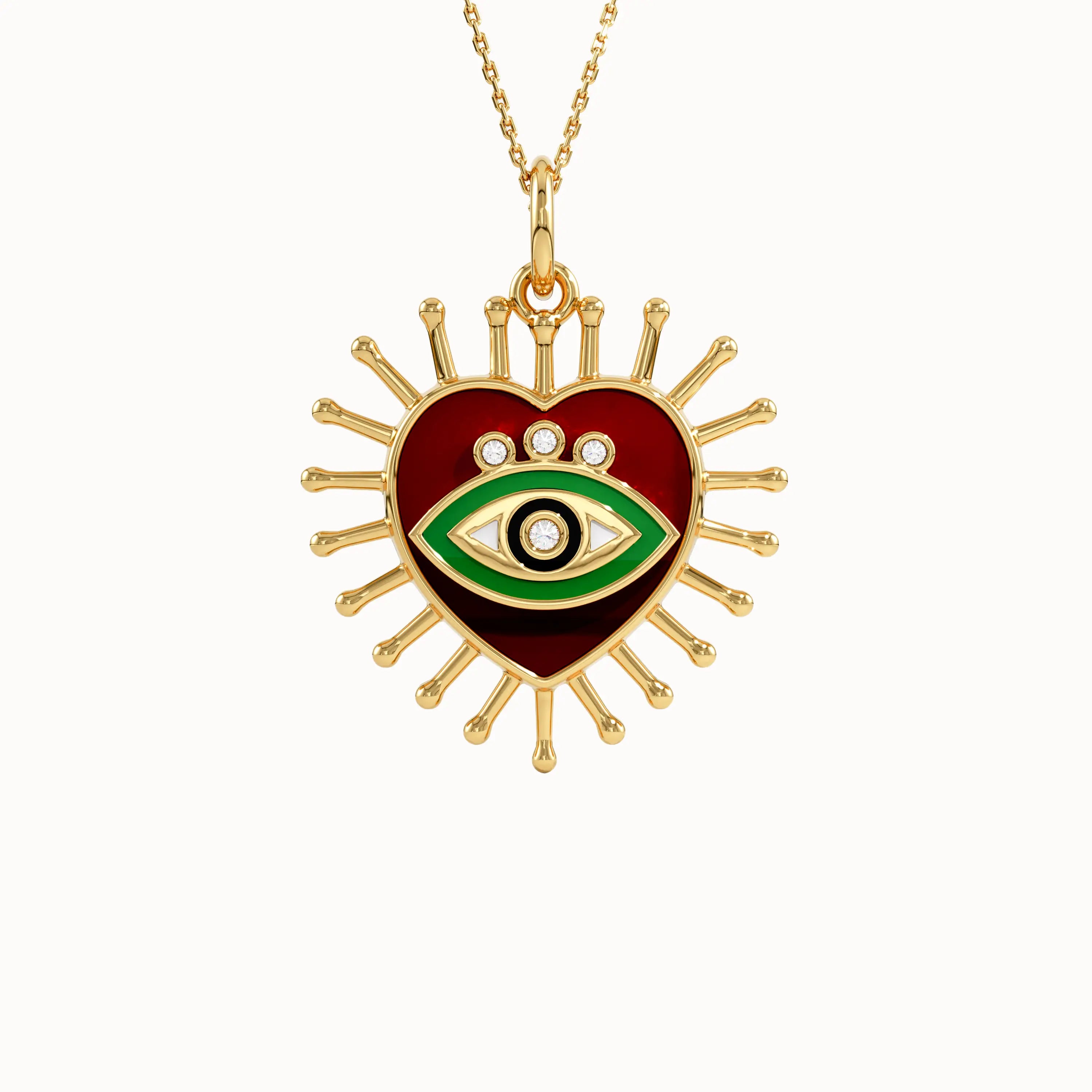 14k Solid Gold Custom Enamel Pendant - BRENNMORE 