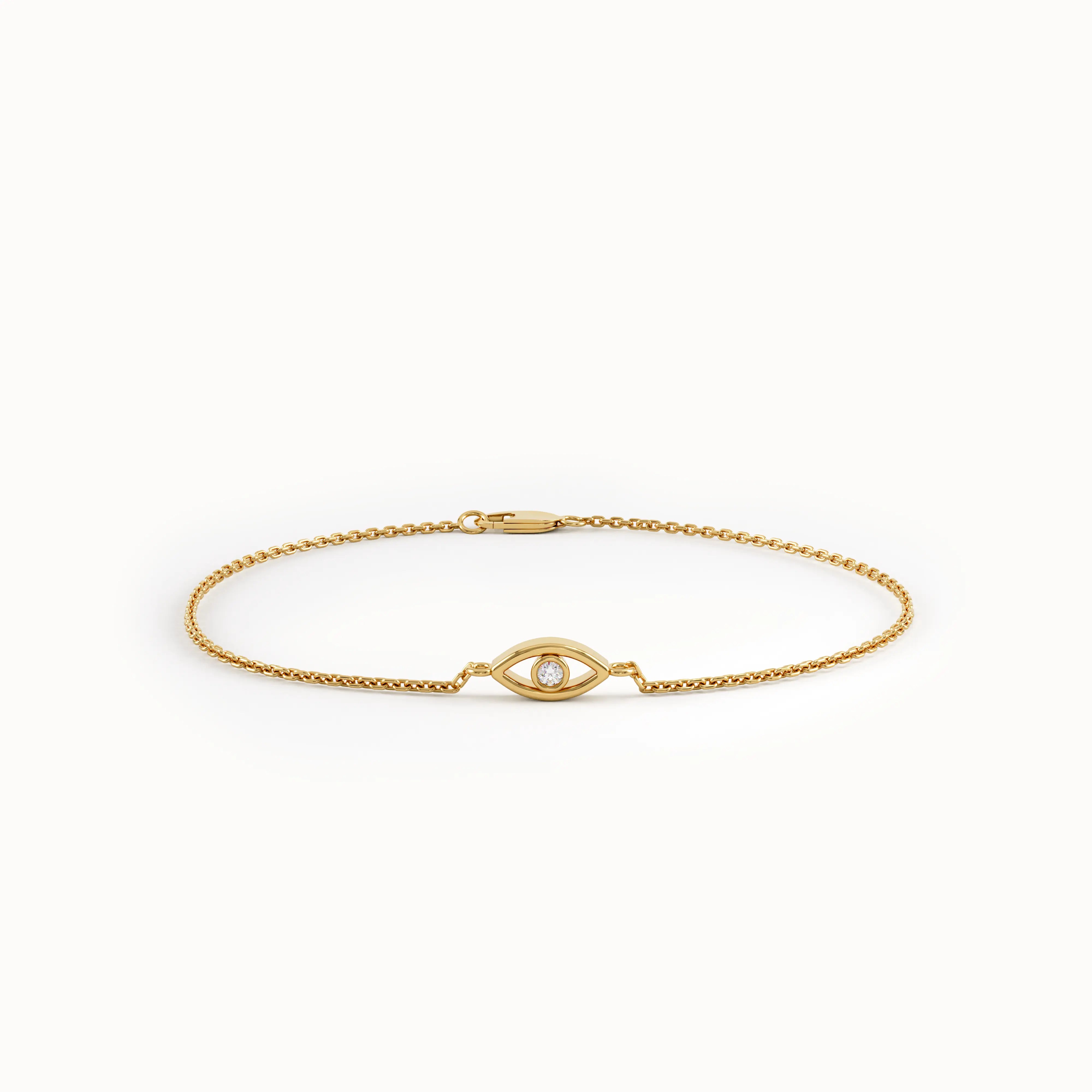 14k Solid Gold Evil Eye Bracelet - BRENNMORE