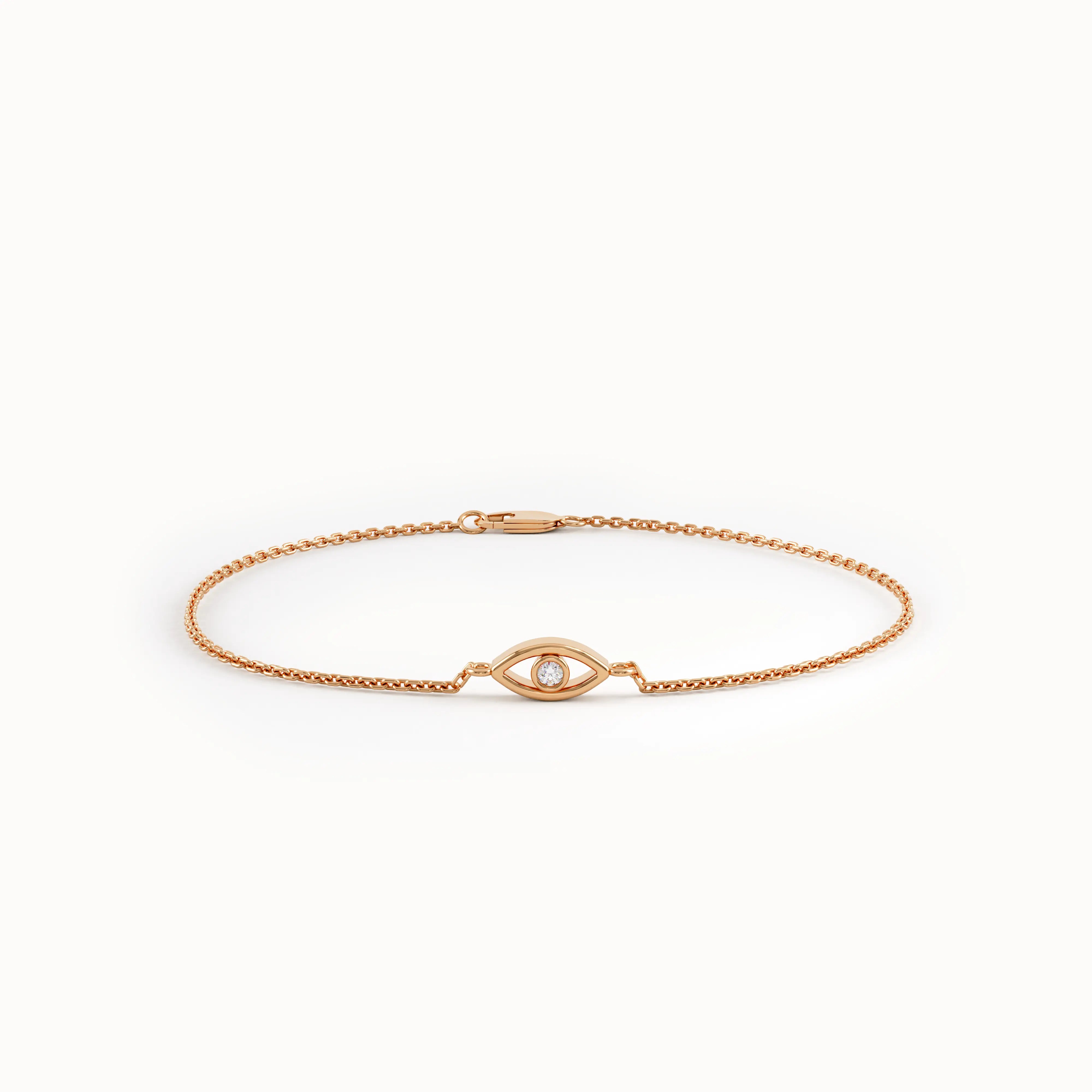 14k Solid Gold Evil Eye Bracelet - BRENNMORE