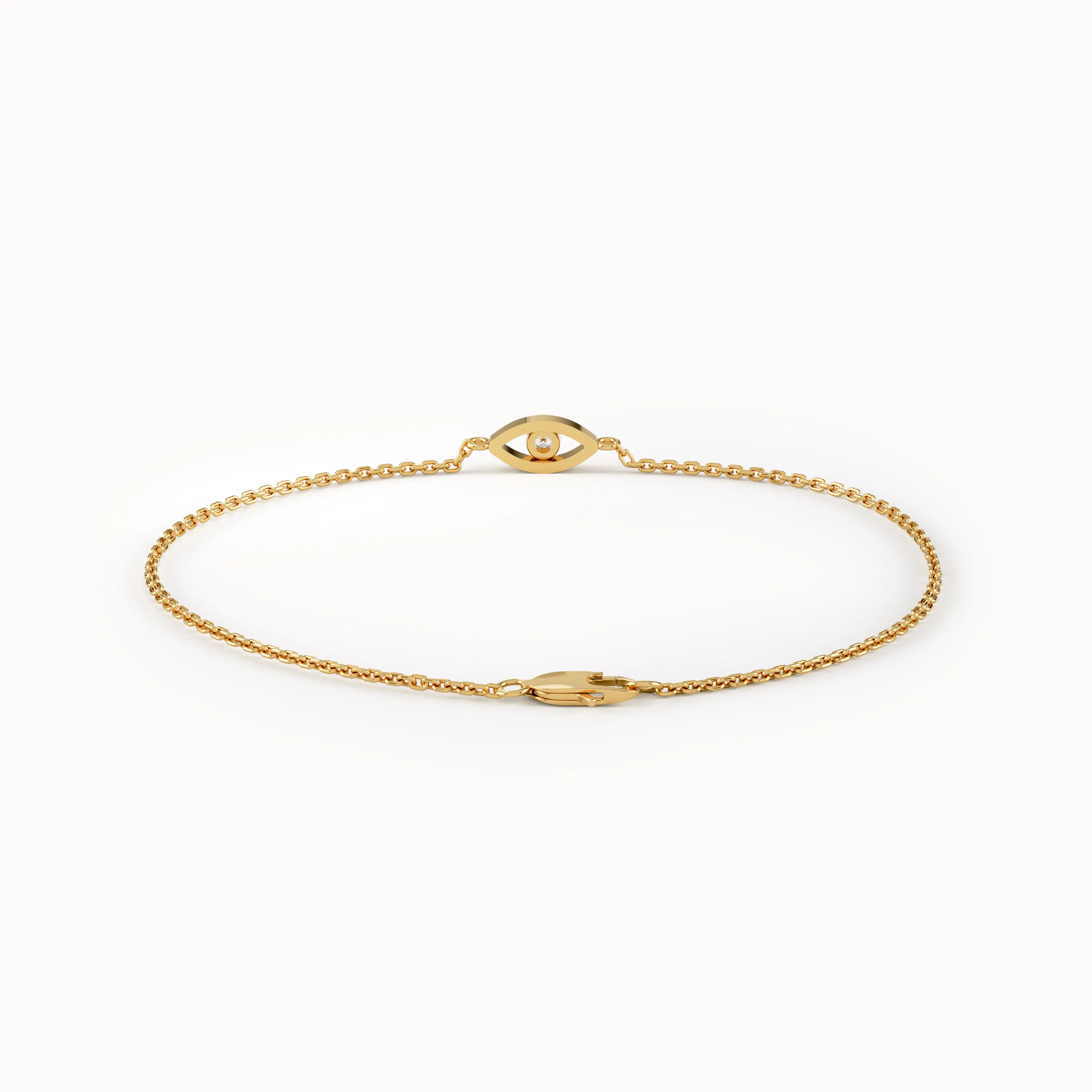 14k Solid Gold Evil Eye Bracelet - BRENNMORE