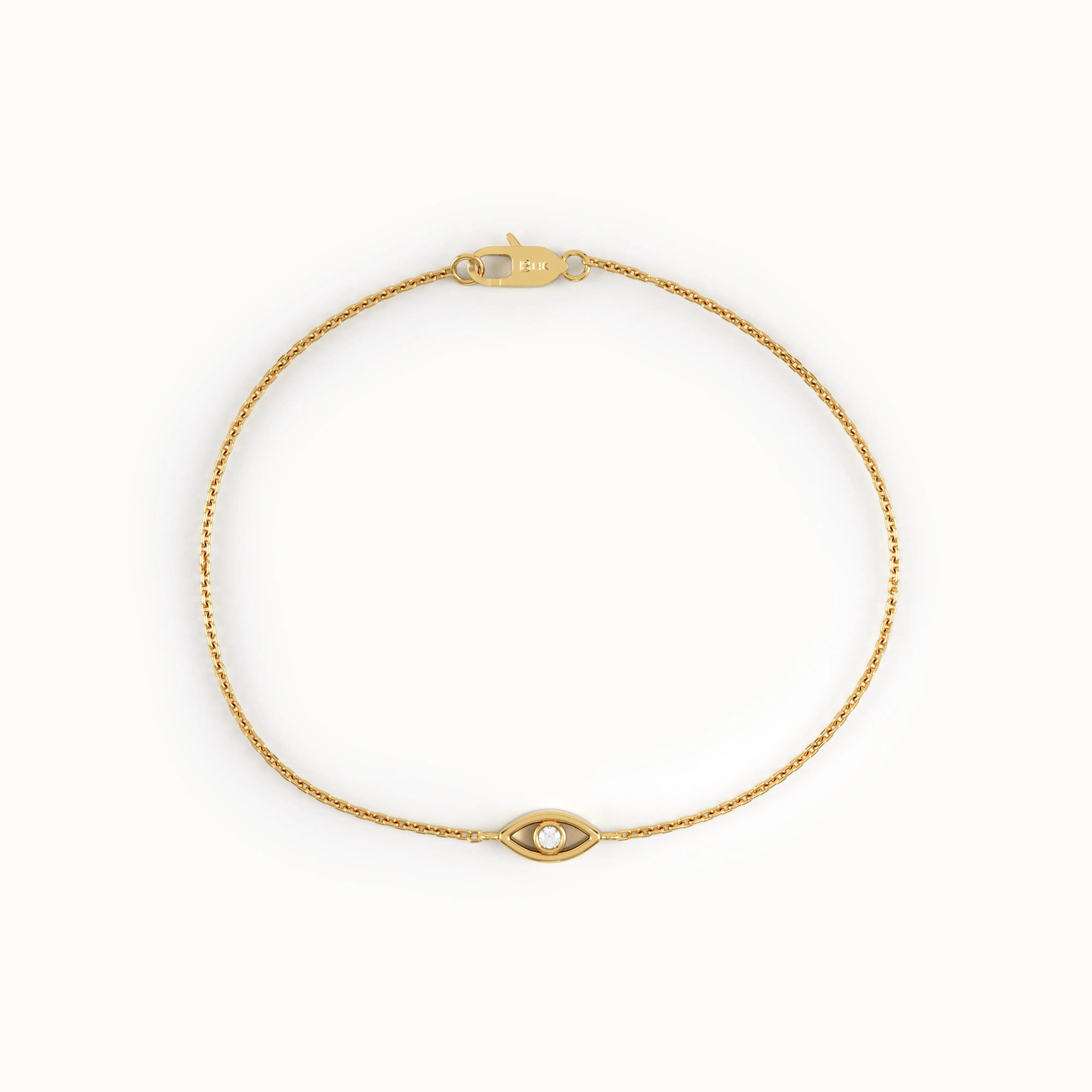 14k Solid Gold Evil Eye Bracelet - BRENNMORE