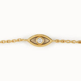 14k Solid Gold Evil Eye Bracelet - BRENNMORE