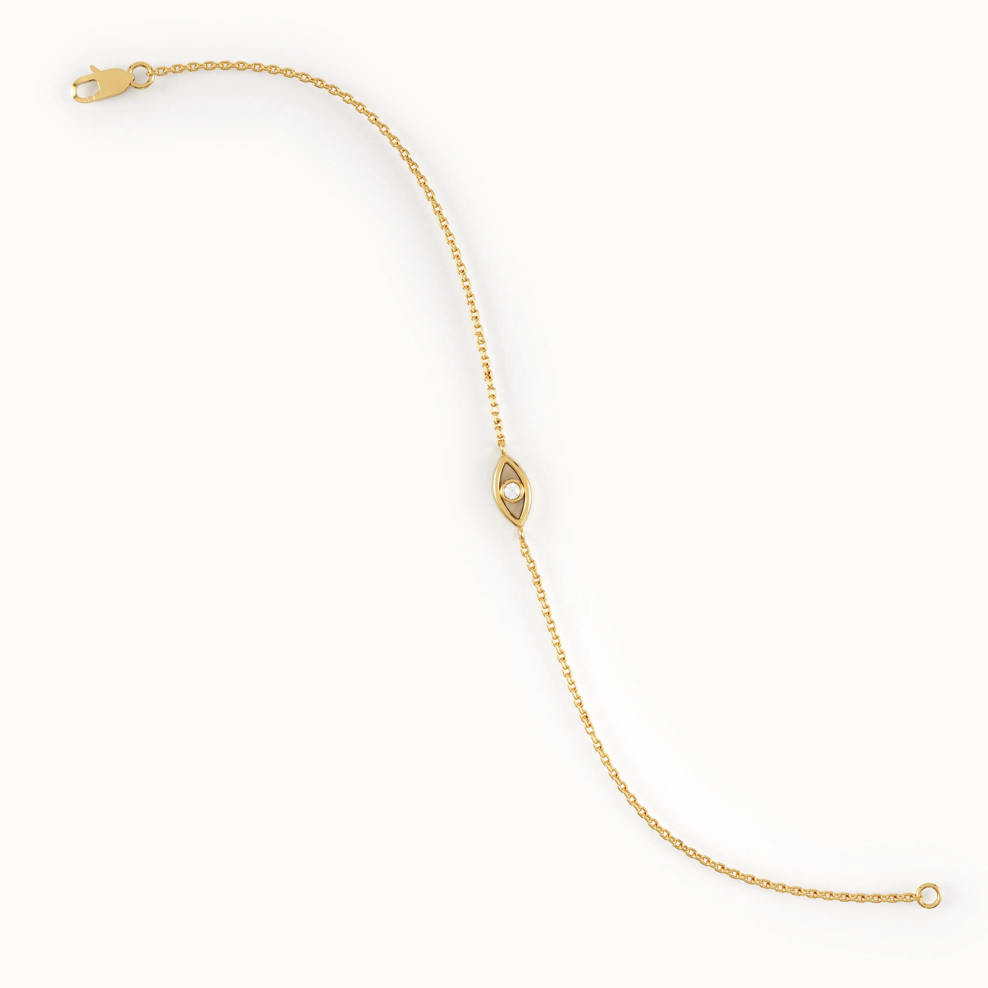 14k Solid Gold Evil Eye Bracelet - BRENNMORE