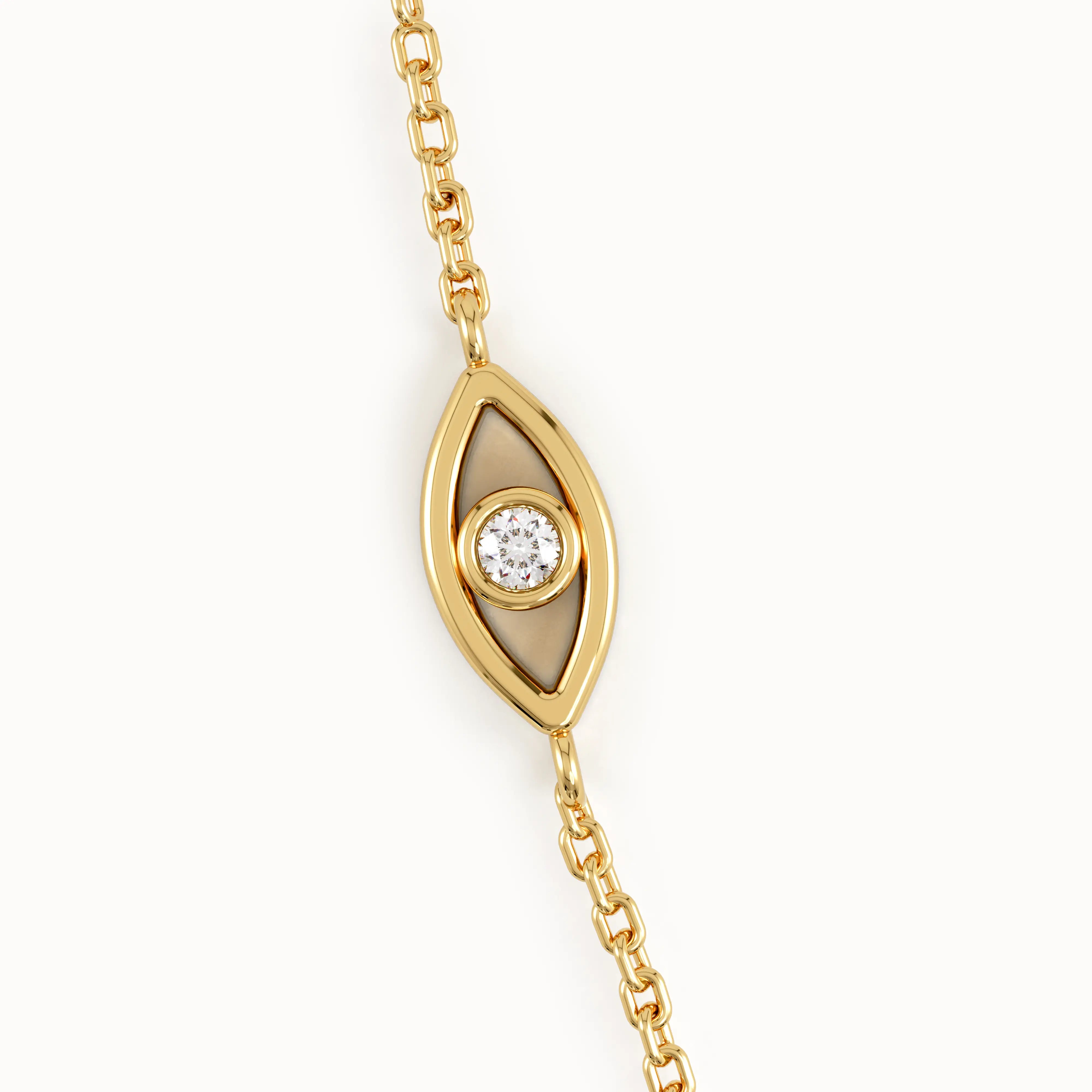 14k Solid Gold Evil Eye Bracelet - BRENNMORE