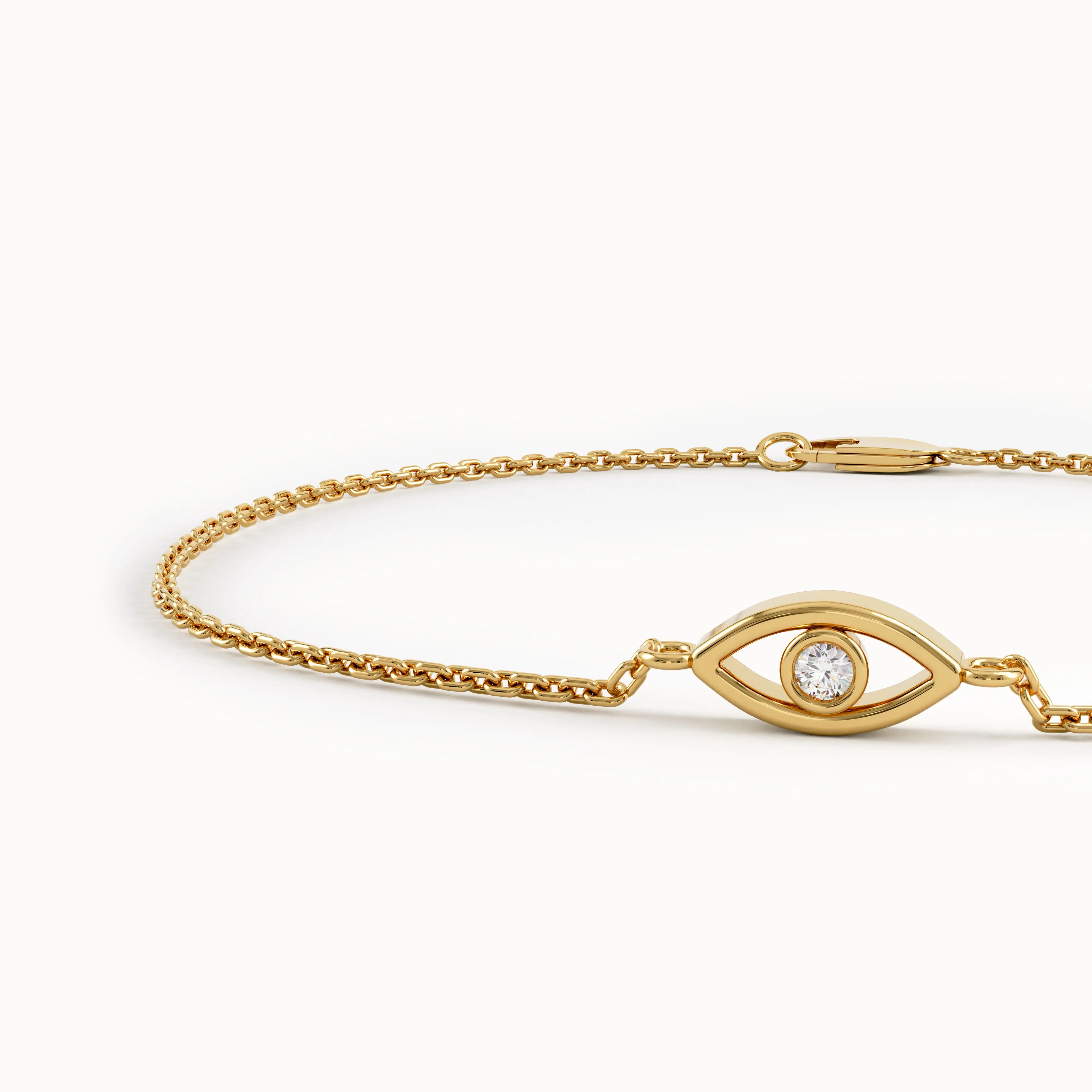 14k Solid Gold Evil Eye Bracelet - BRENNMORE