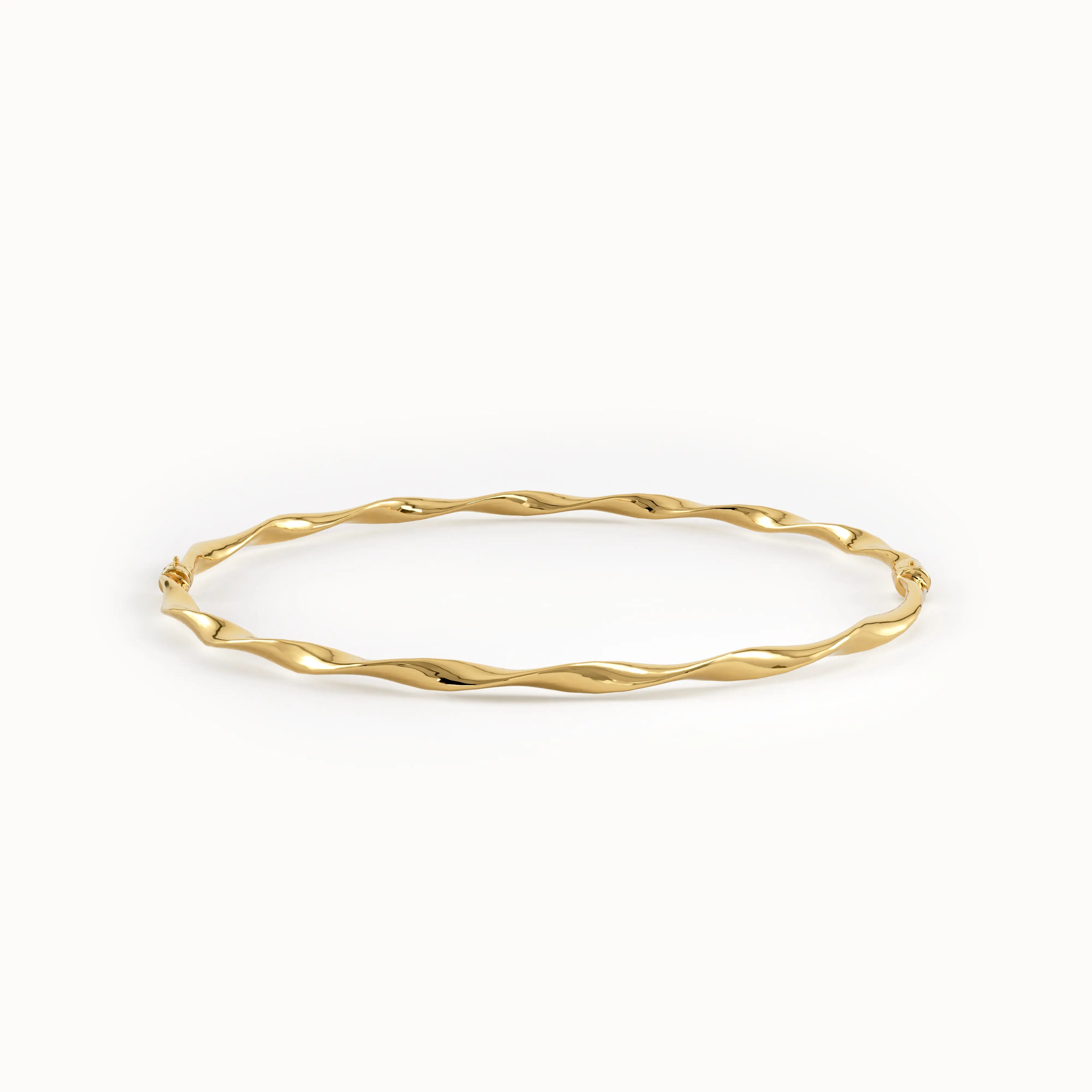 14k Gold Twist Bangle Bracelet - BRENNMORE